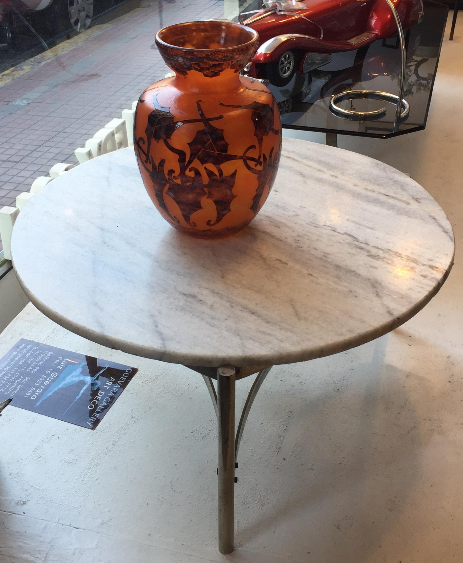 Coffe table

Material: marble and chrome
France.
We have specialized in the sale of Art Deco and Art Nouveau styles since 1982.If you have any questions we are at your disposal.
Pushing the button that reads 'View All From Seller'. And you can see