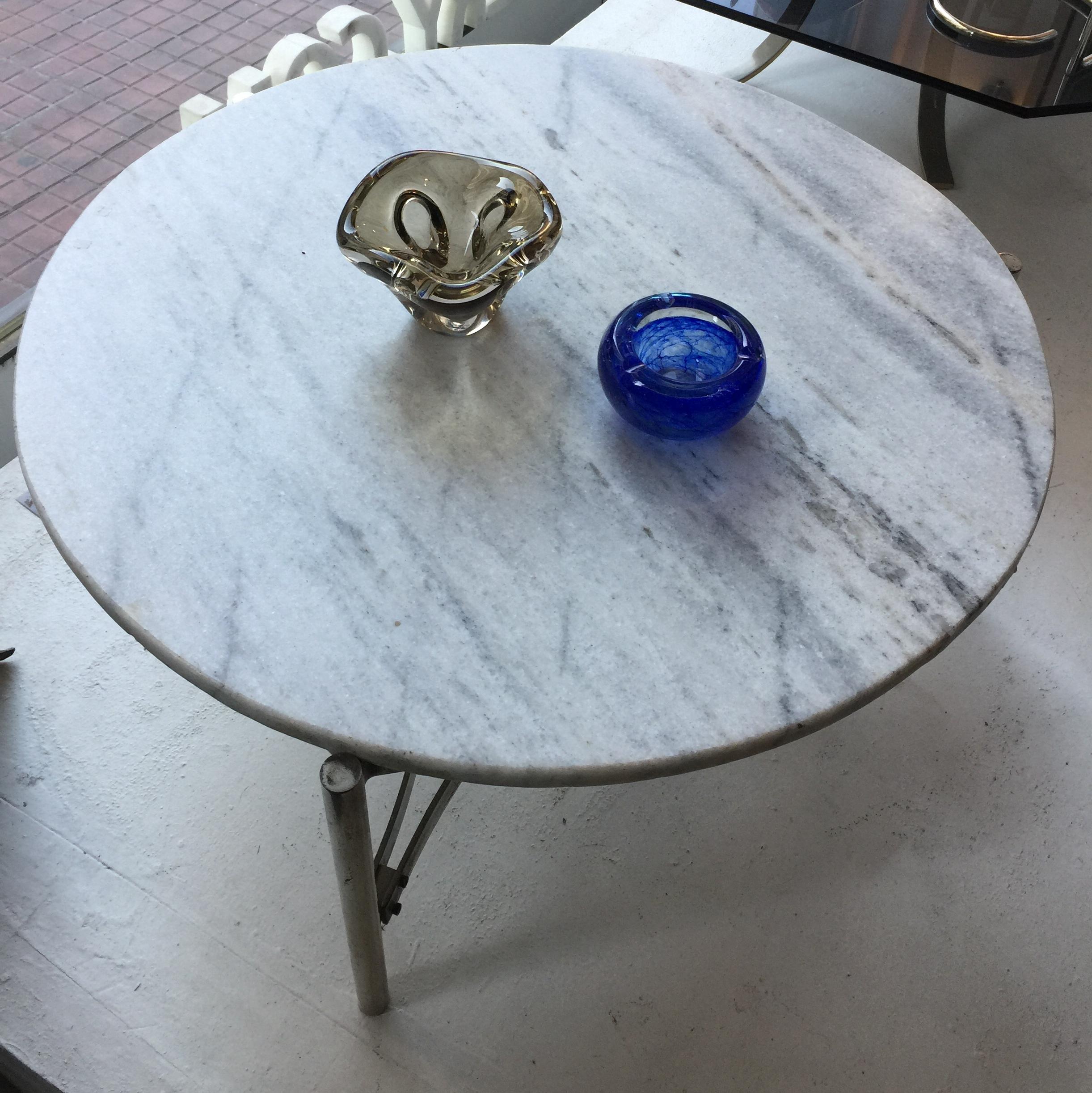 Early 20th Century Coffee Table in Marble and Chrome, 1930, France For Sale