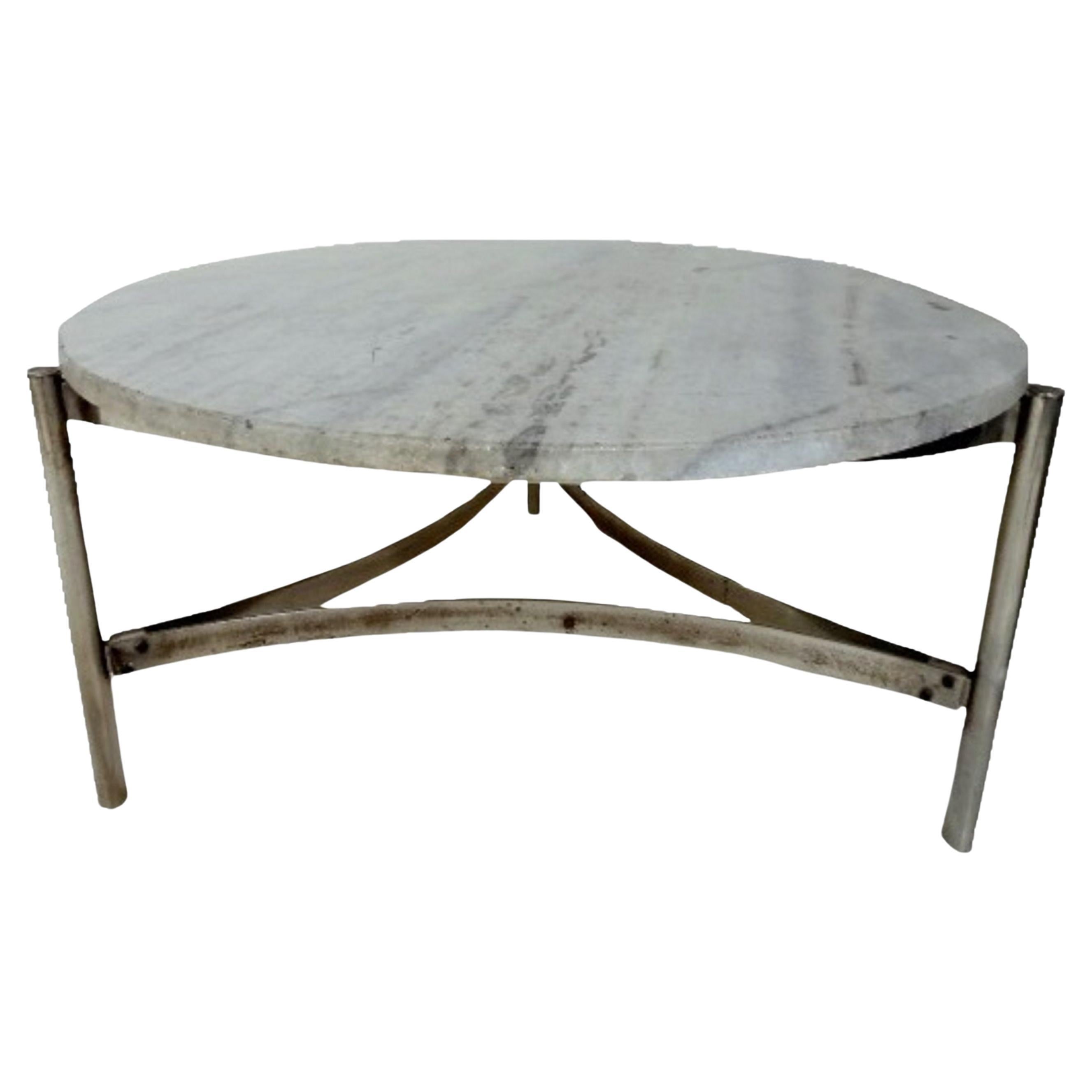 Coffee Table in Marble and Chrome, 1930, France For Sale
