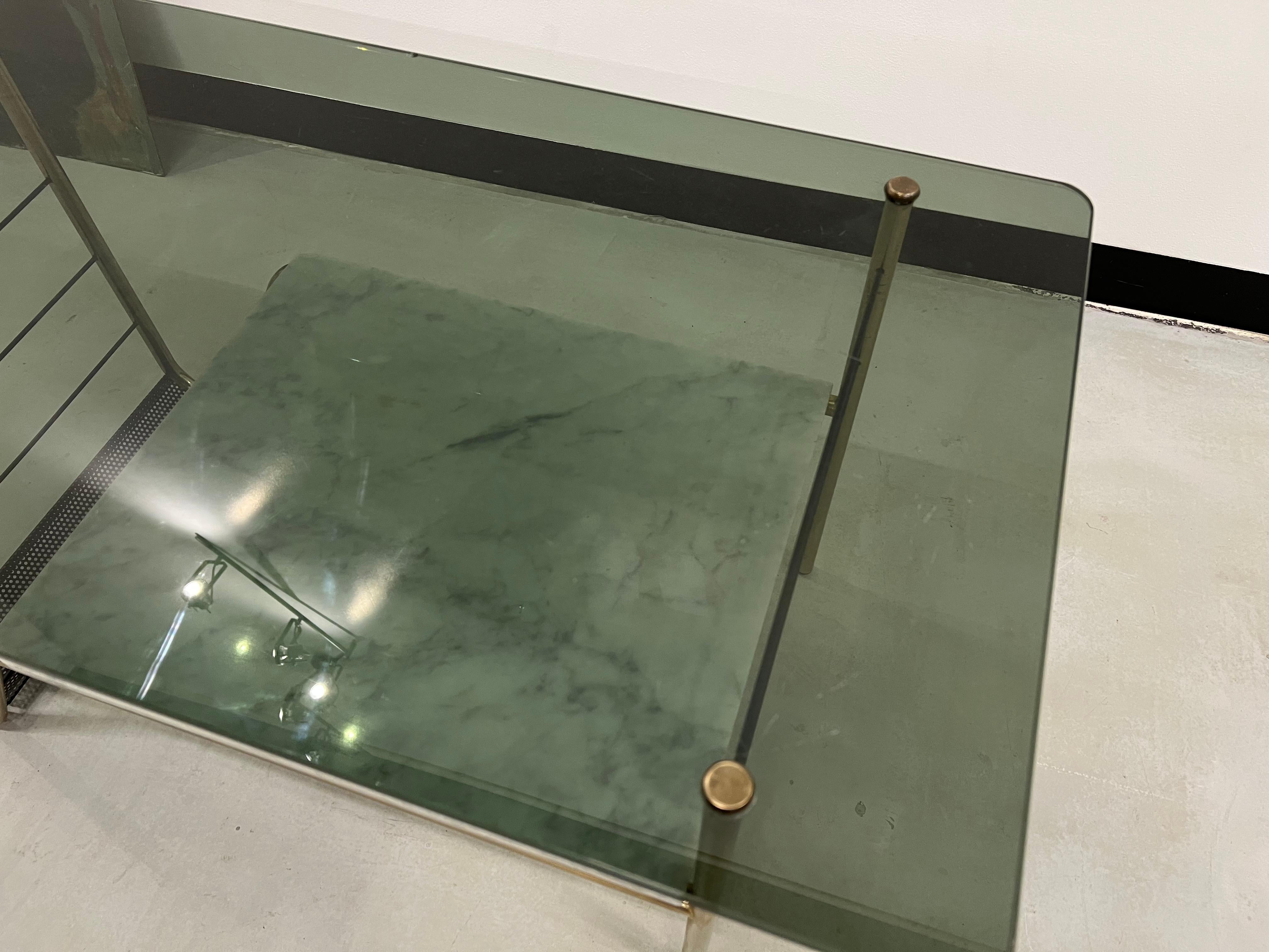 Glass Coffee table in marble and glass, Pierre Guariche, circa 1960 For Sale