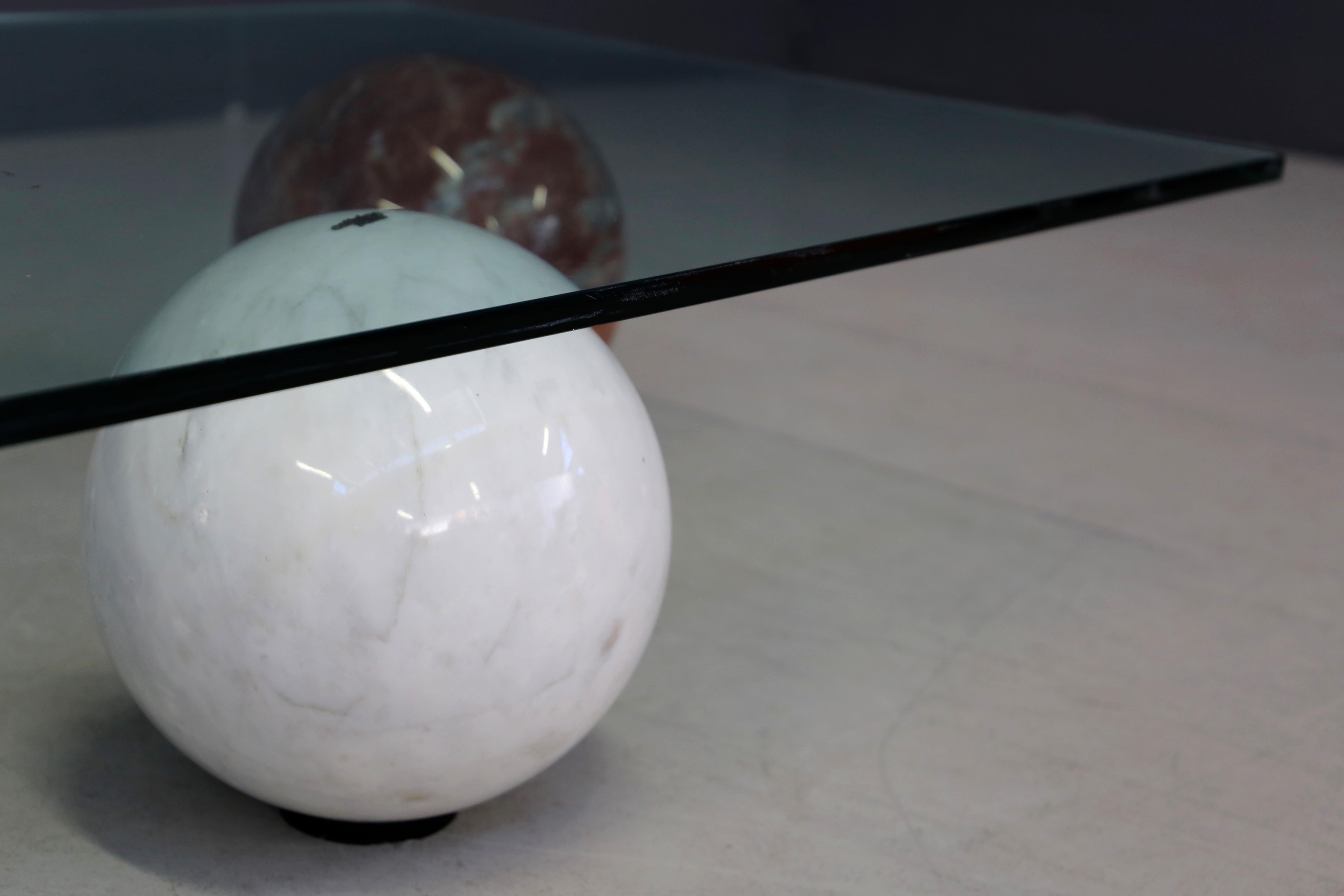 Coffee Table in Marble Globe White Black and Red by Cattelan Italia, 1990s 2