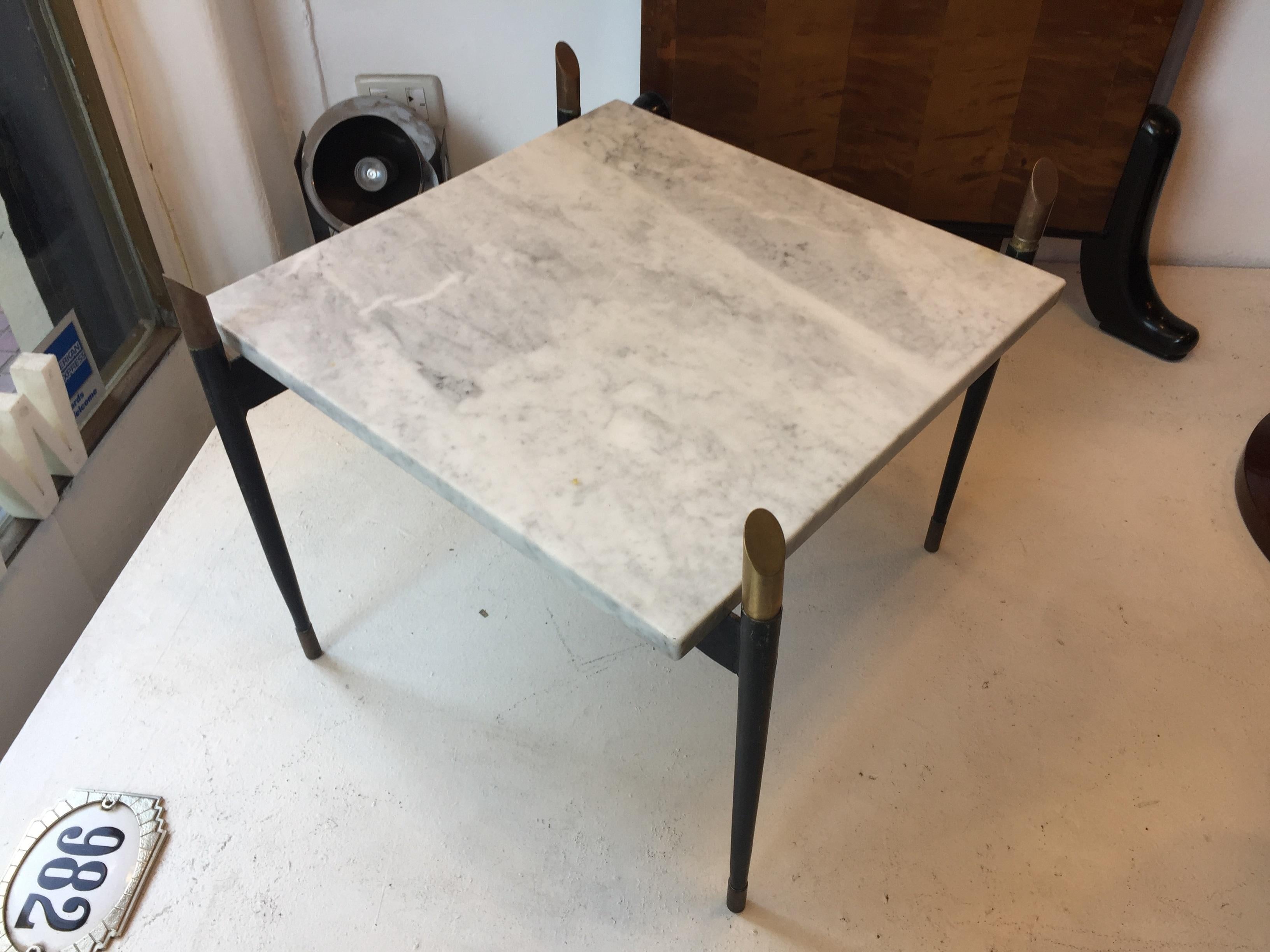 Early 20th Century Coffee Table in Marble, Iron and Bronze, 1960, Italian For Sale