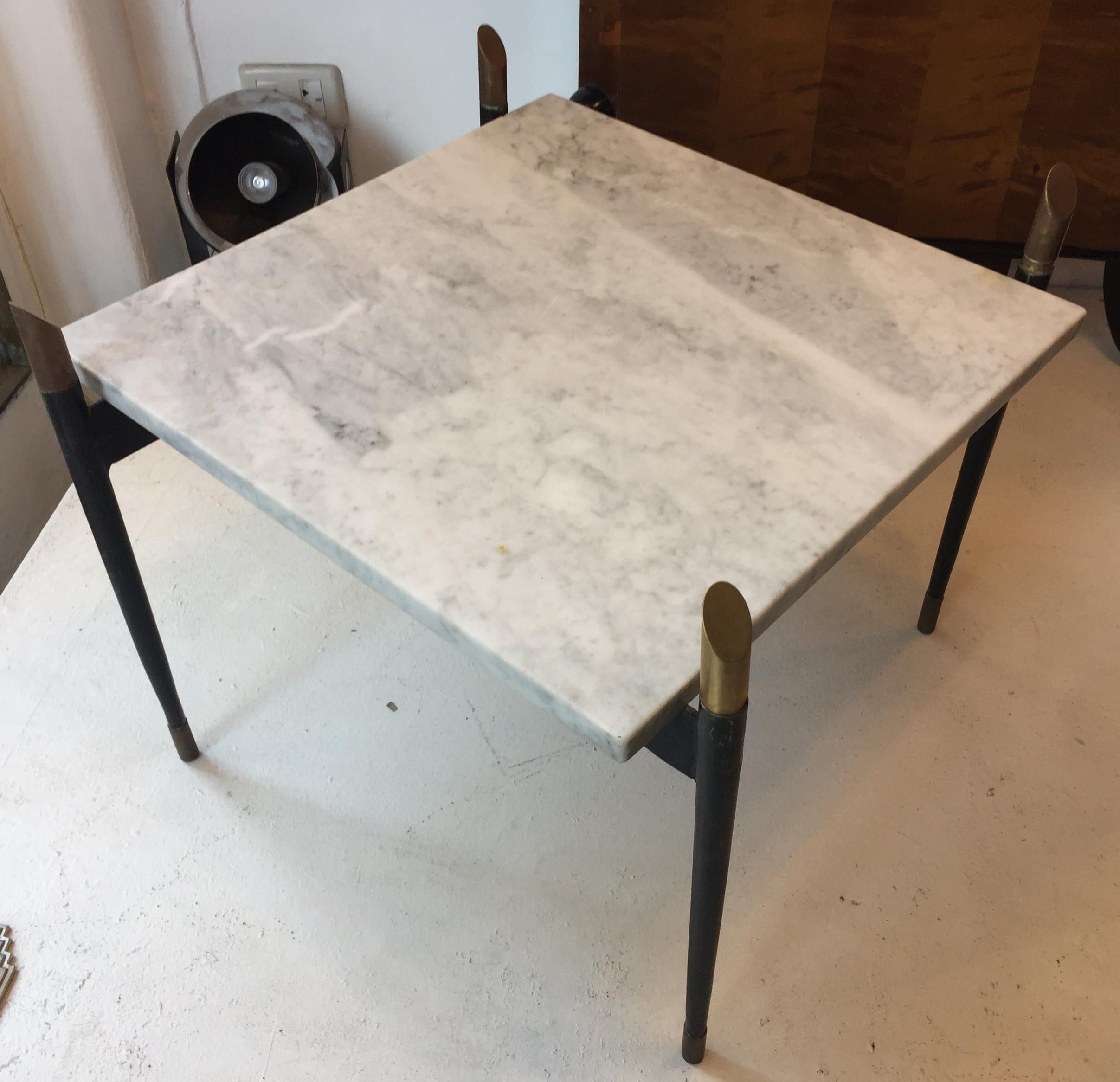 Coffee Table in Marble, Iron and Bronze, 1960, Italian For Sale 1
