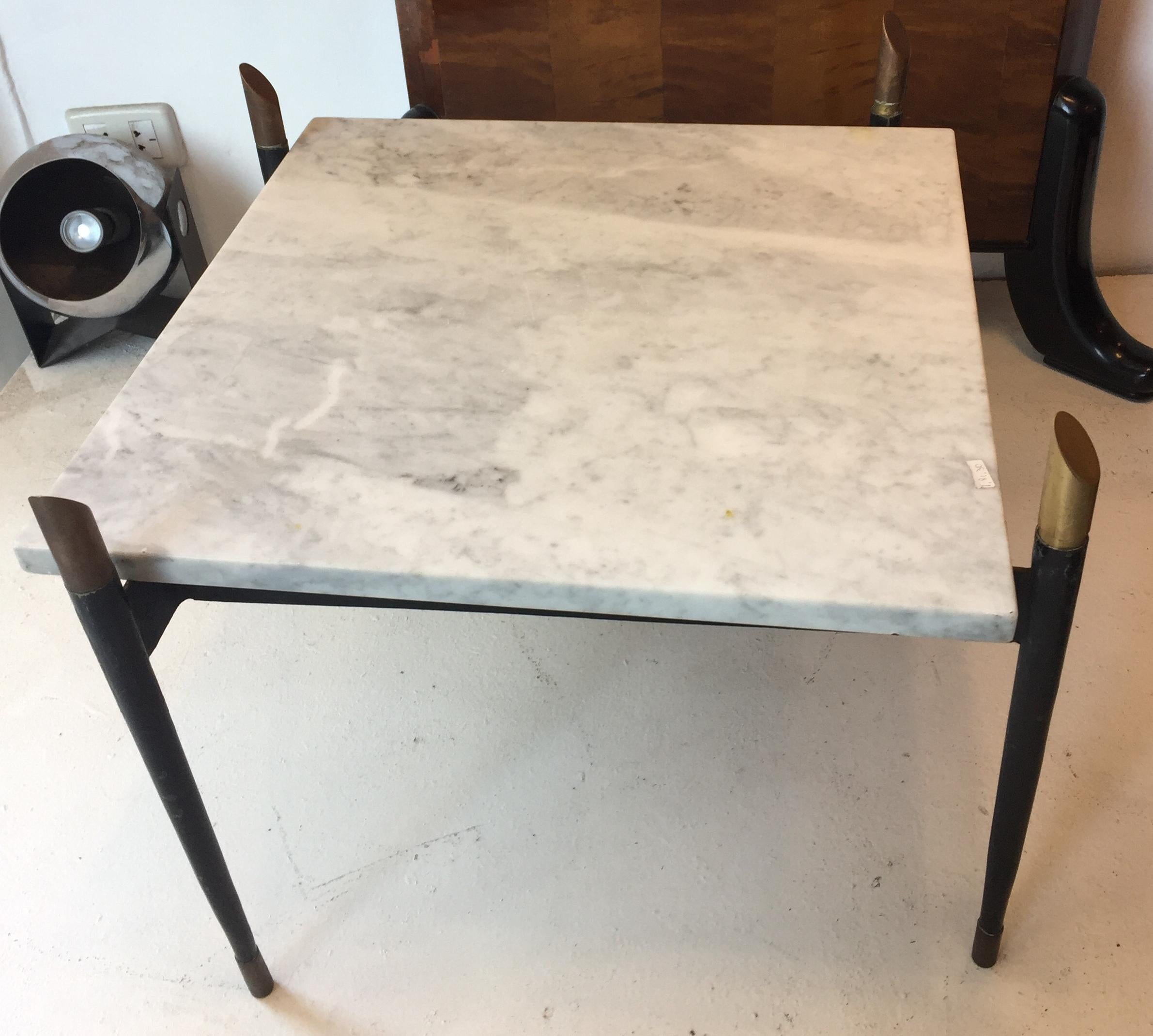 Coffee Table in Marble, Iron and Bronze, 1960, Italian For Sale 3
