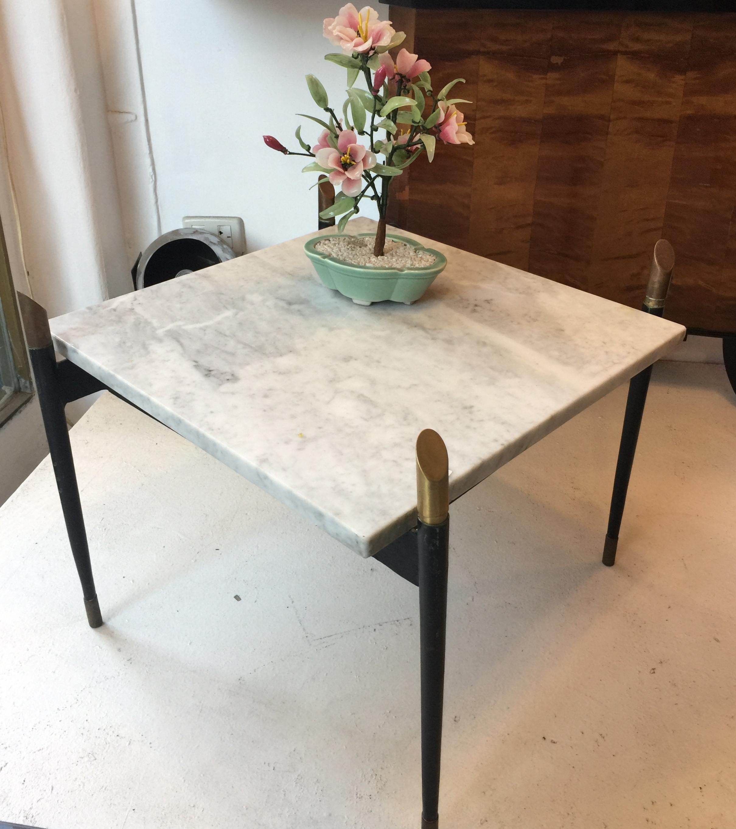 Coffee Table in Marble, Iron and Bronze, 1960, Italian For Sale 4