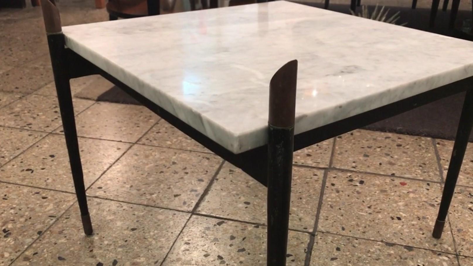 Coffee Table in Marble, Iron and Bronze, 1960, Italian For Sale 5