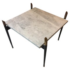 Antique Coffee Table in Marble, Iron and Bronze, 1960, Italian