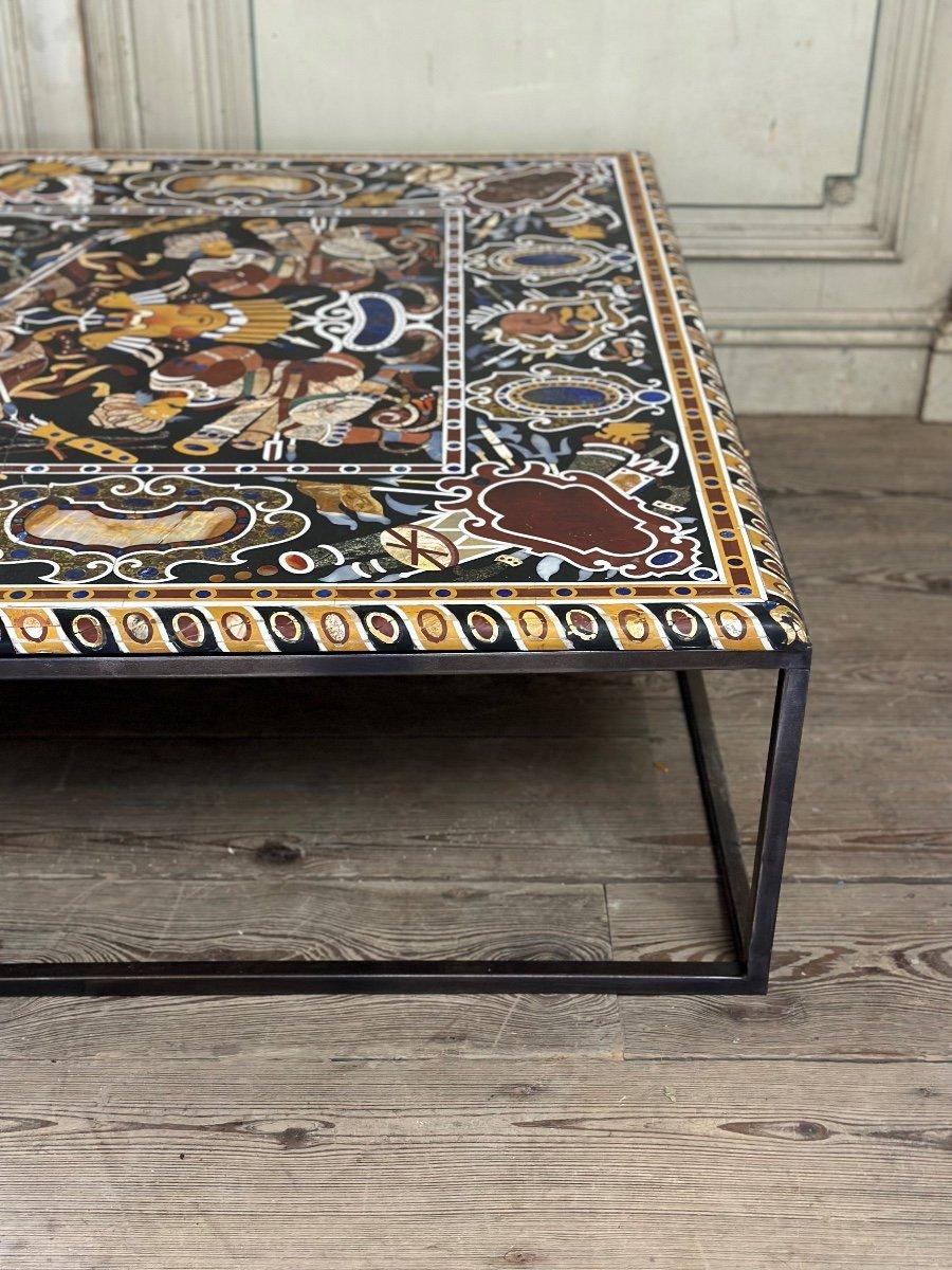 Coffee Table In Marble Marquetry Circa 1990 For Sale 4