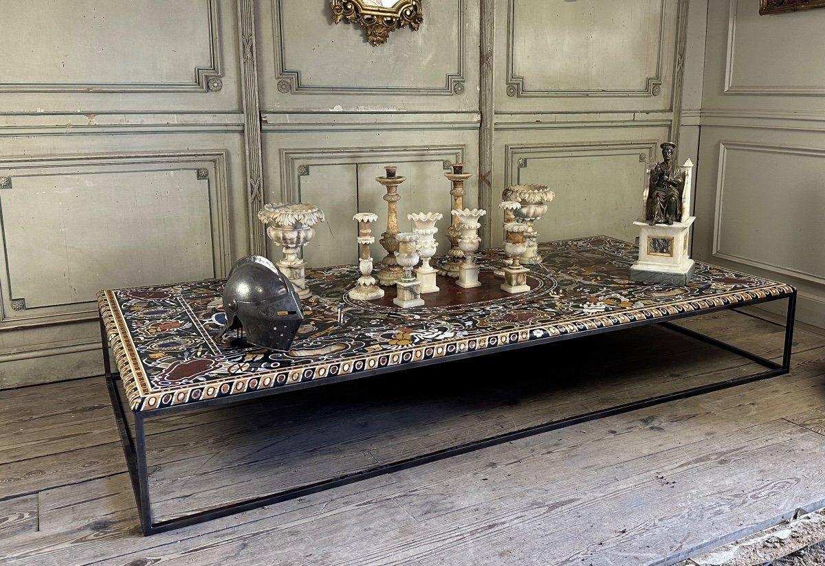 Coffee Table In Marble Marquetry Circa 1990 For Sale 6