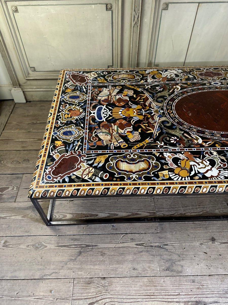 20th Century Coffee Table In Marble Marquetry Circa 1990 For Sale