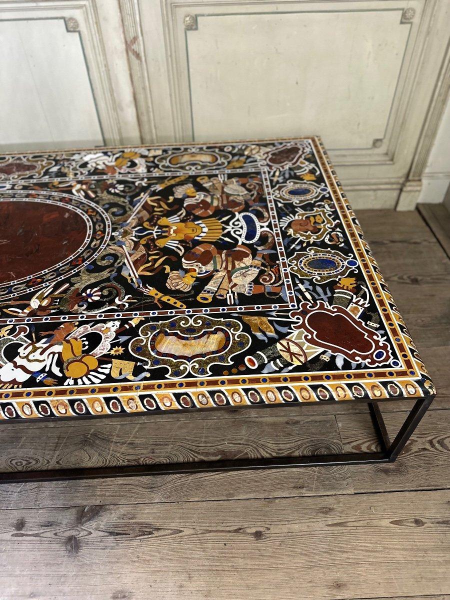 Coffee Table In Marble Marquetry Circa 1990 For Sale 1