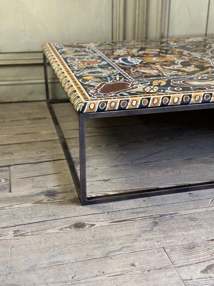 Coffee Table In Marble Marquetry Circa 1990 For Sale 3