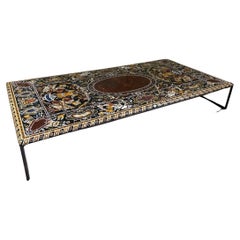 Retro Coffee Table In Marble Marquetry Circa 1990