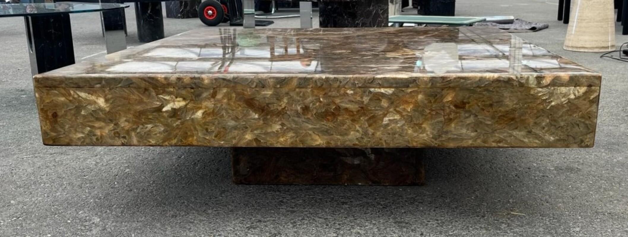 Late 20th Century Coffee Table in mica and resin in the style of Jean Charles, Circa 1970s For Sale