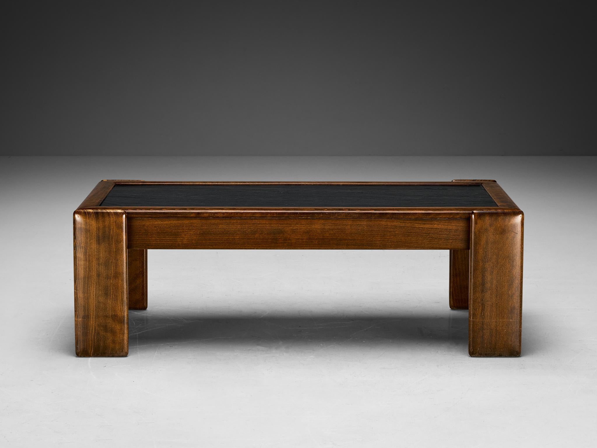 Coffee Table in Oak and Black Cleft Slate  2