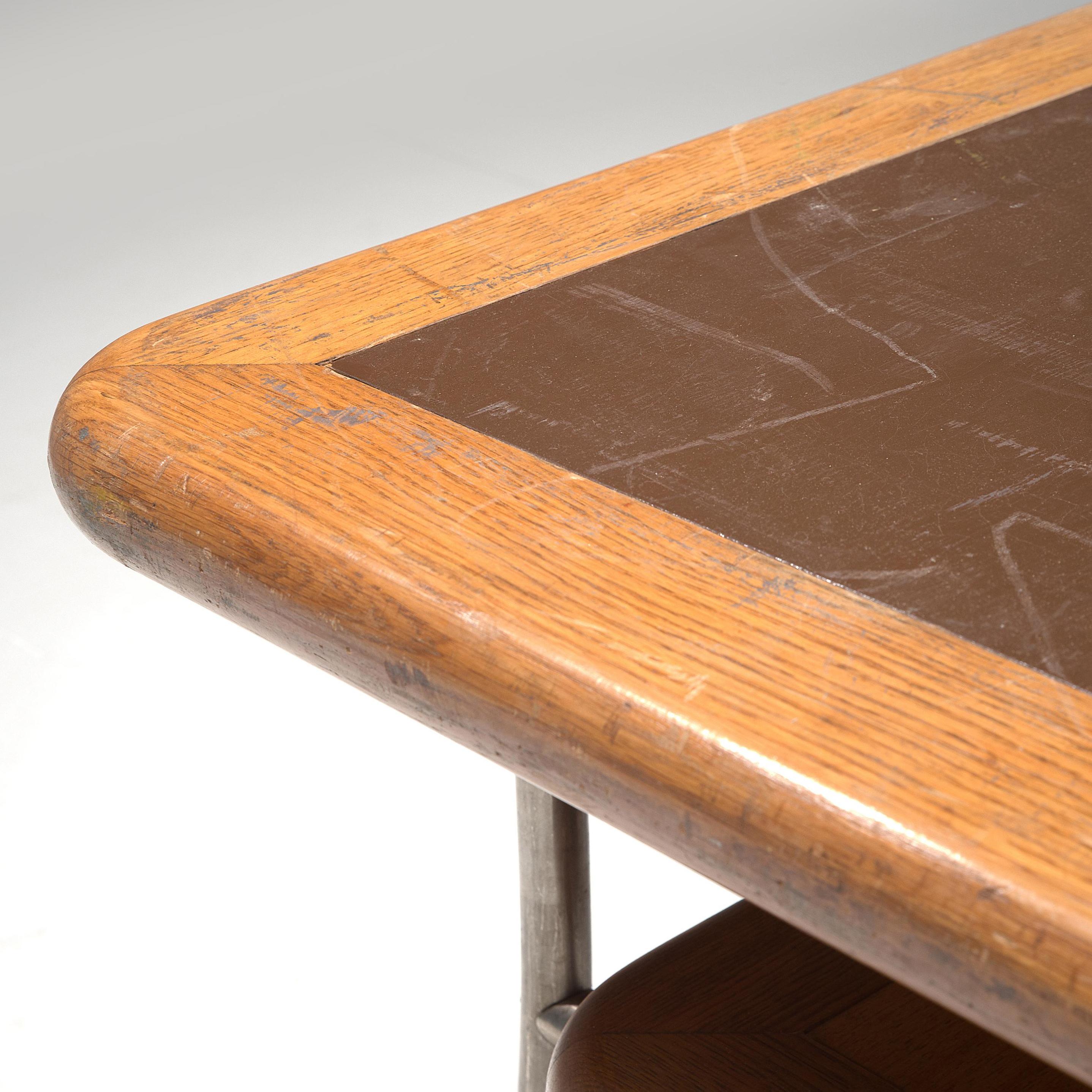 Mid-Century Modern Tubular Coffee Table in Oak and Metal
