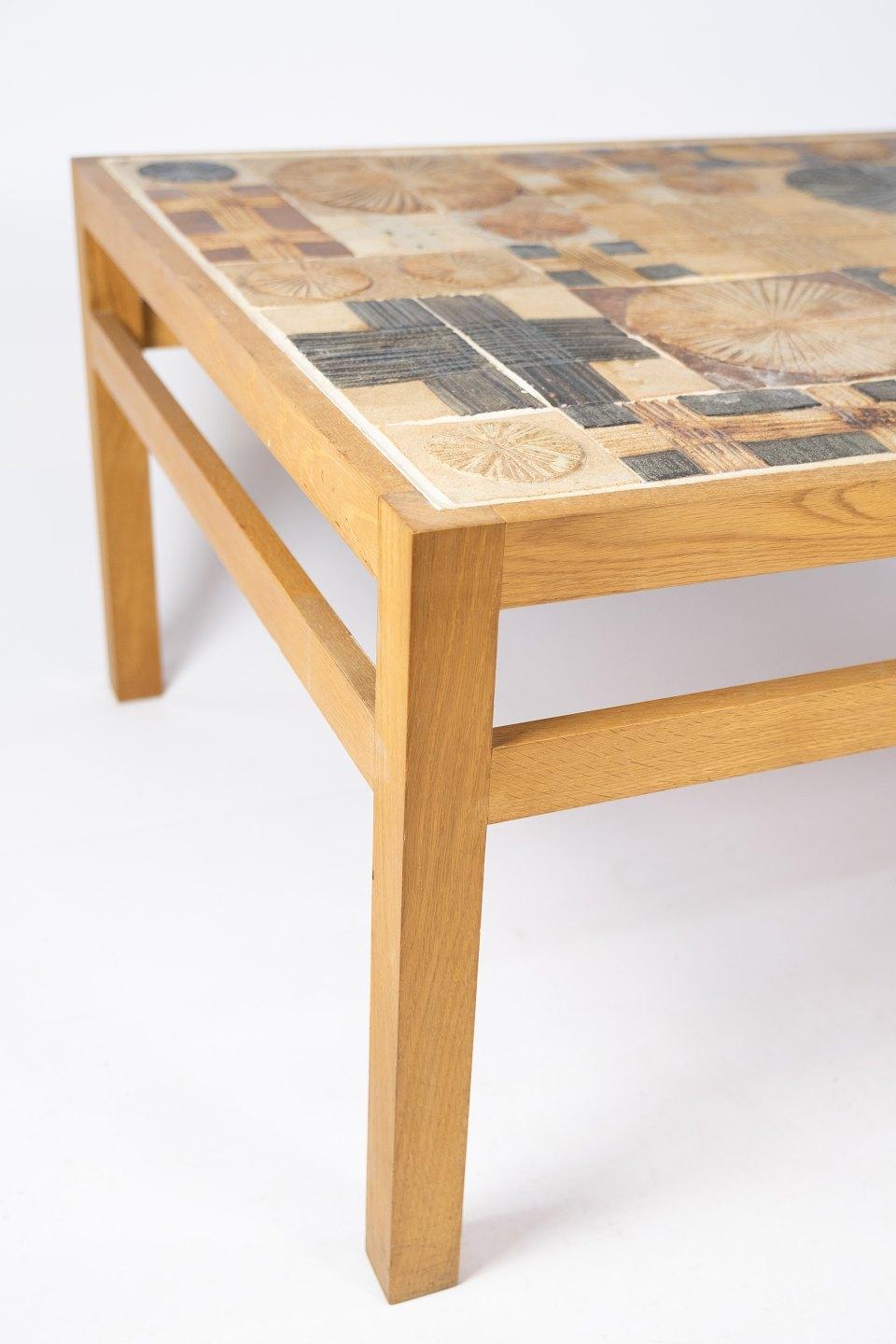 Late 20th Century Coffee Table in Oak and with Different Tiles, Designed by Tue Poulsen, 1970s