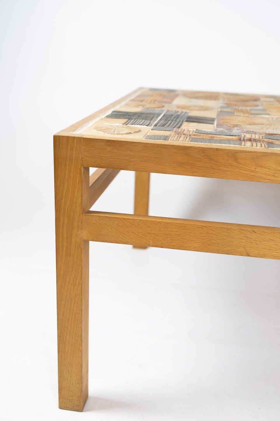 Ceramic Coffee Table in Oak and with Different Tiles, Designed by Tue Poulsen, 1970s