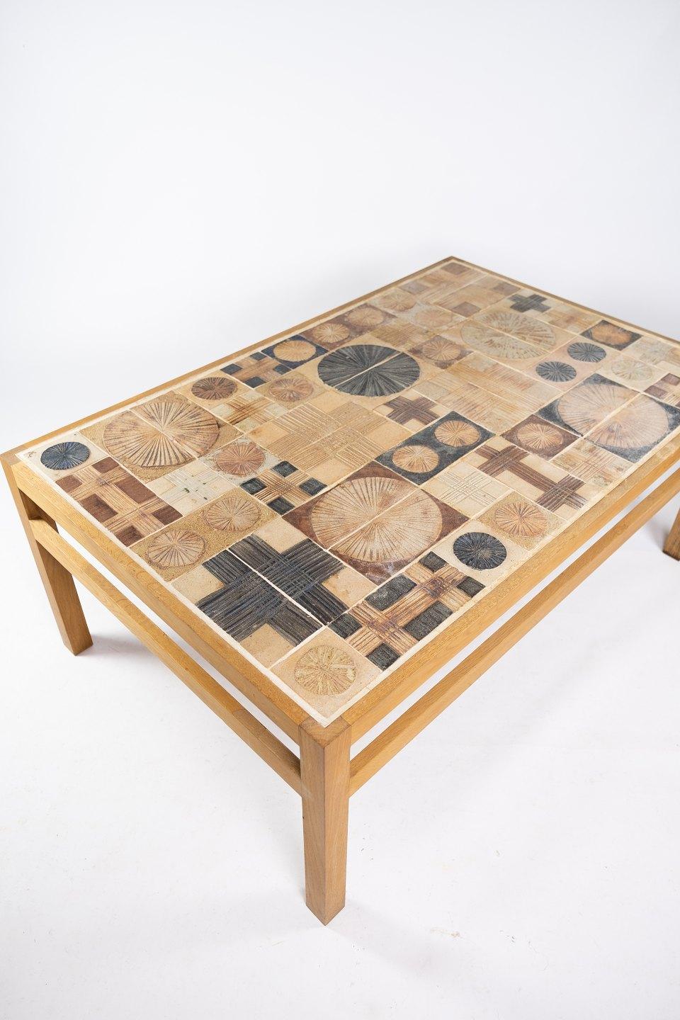 Coffee Table in Oak and with Different Tiles, Designed by Tue Poulsen, 1970s 1