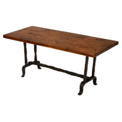 Coffee Table In Oak And Wrought Iron, 1980s