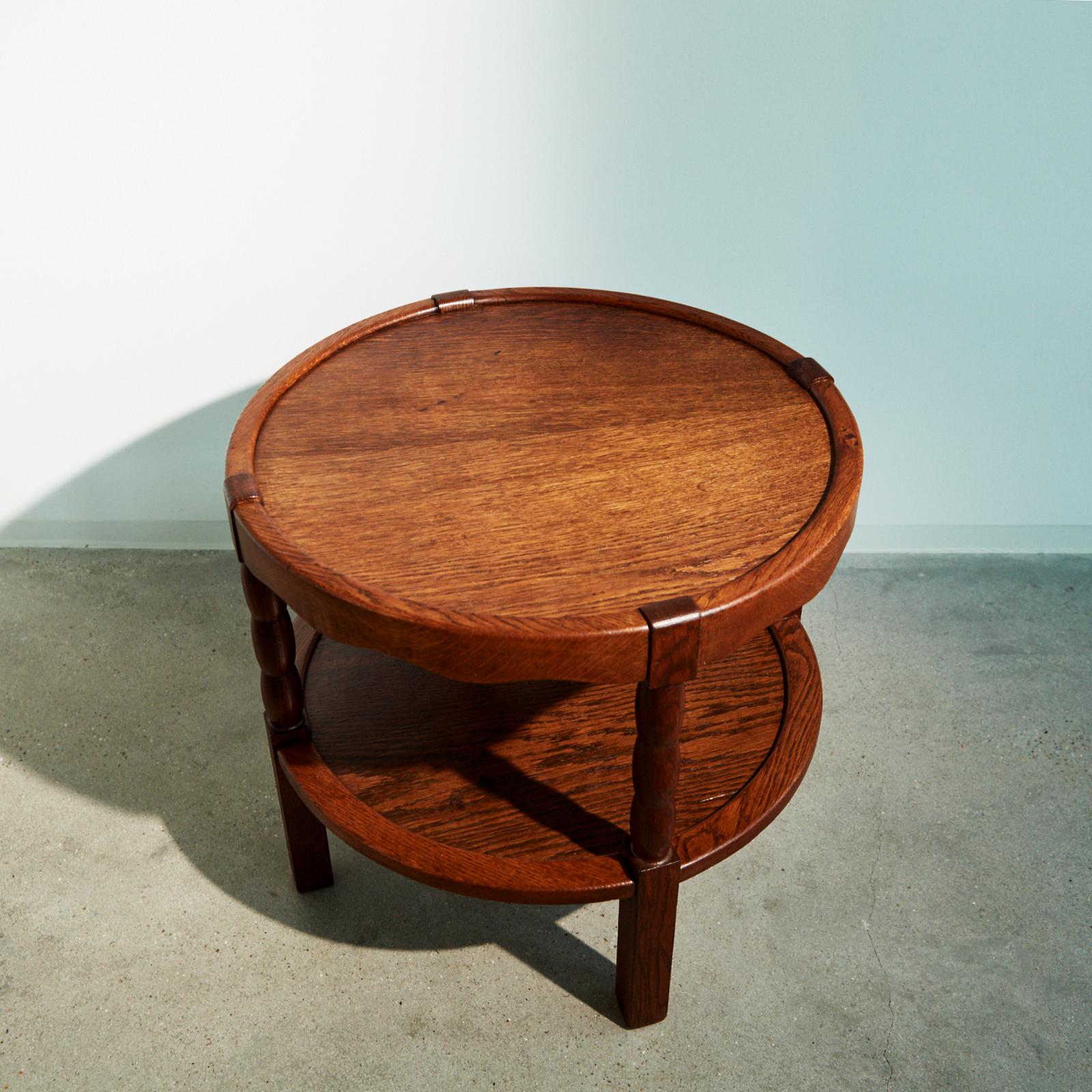 Mid-20th Century Coffee Table in Oak Wood by Charles Dudouyt