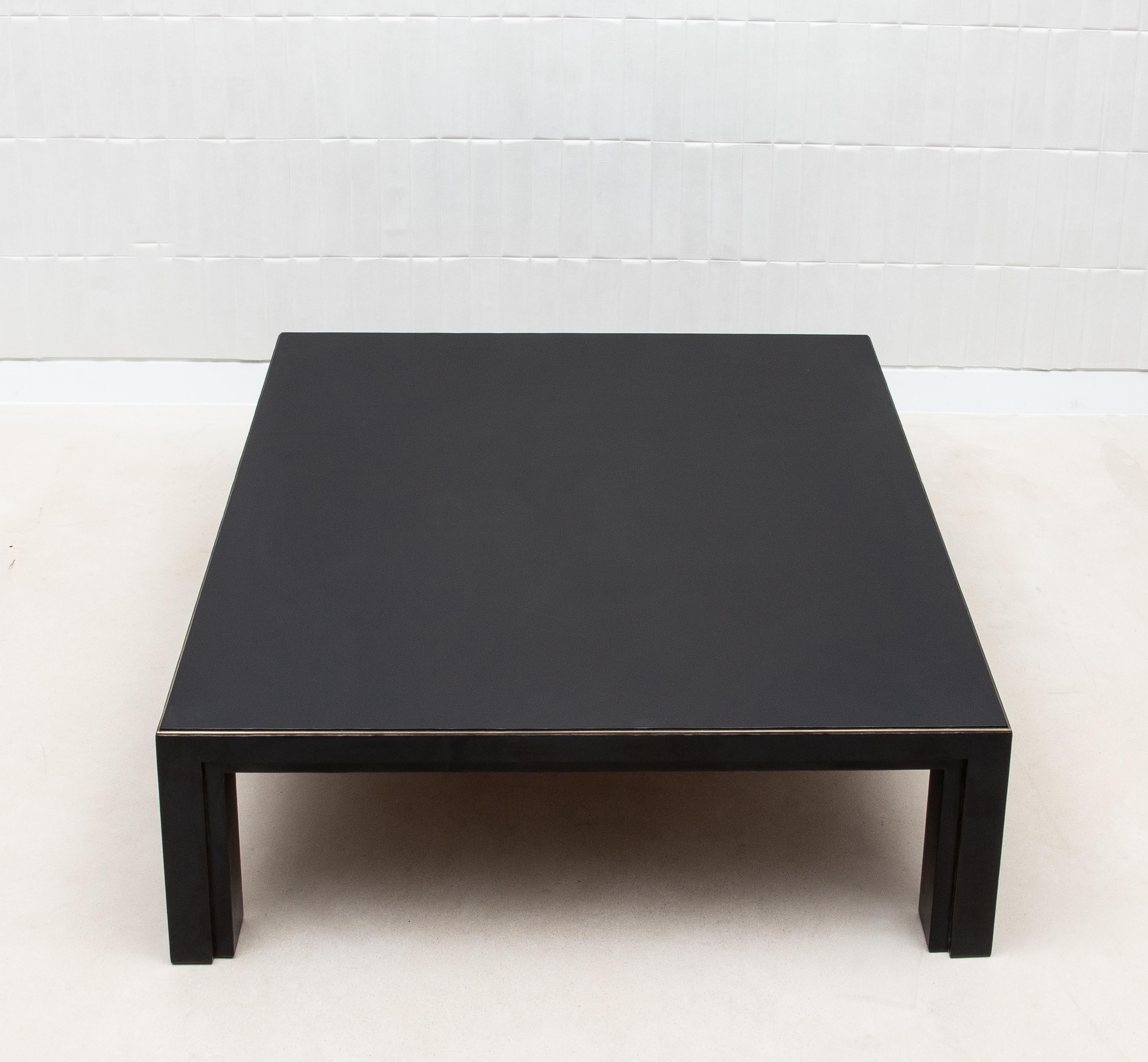 Hand-Crafted Coffee Table in Parchment with Bronze Patina Brass by R&Y Augousti