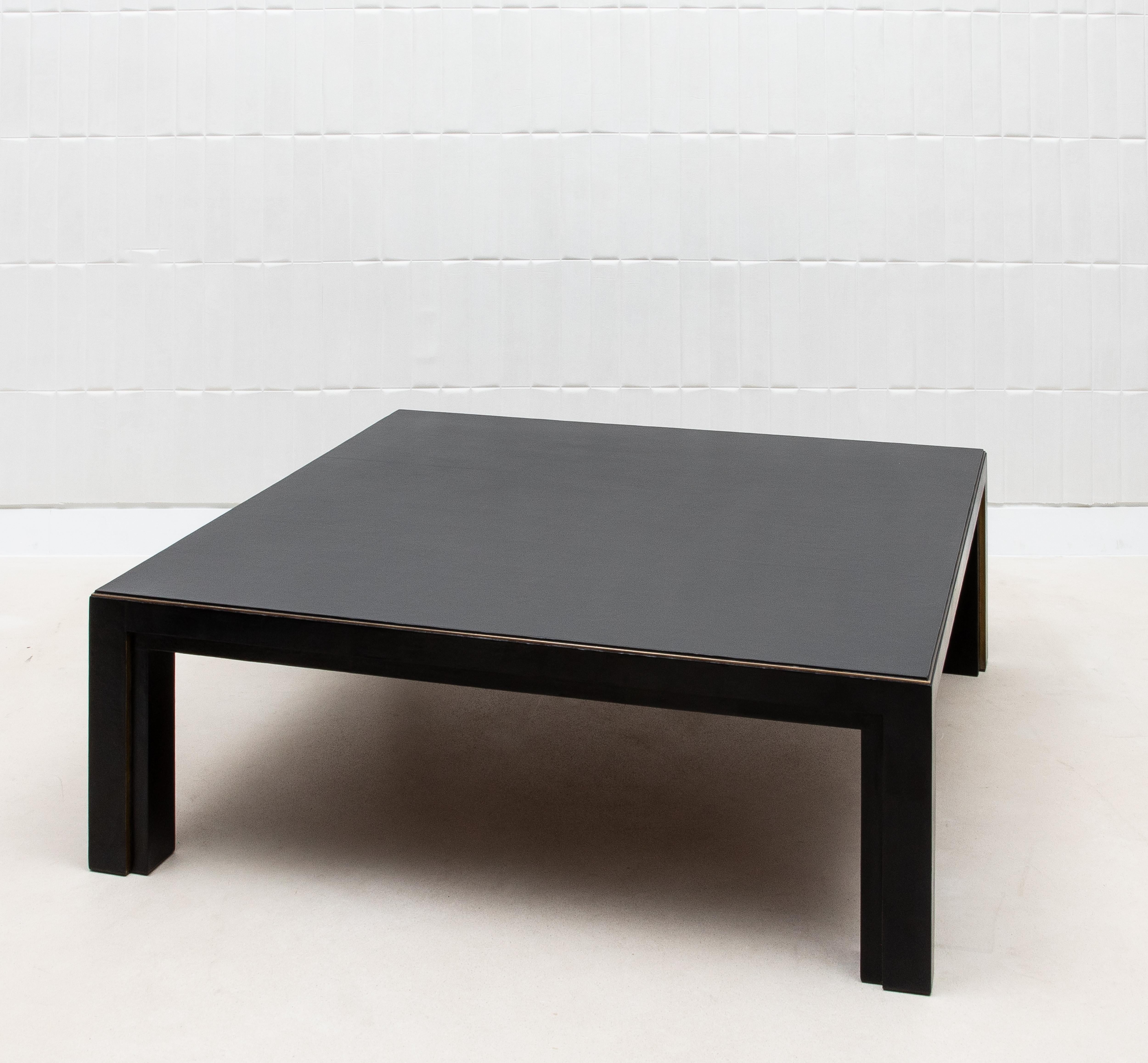 Coffee Table in Parchment with Bronze Patina Brass by R&Y Augousti In New Condition In West Hollywood, CA