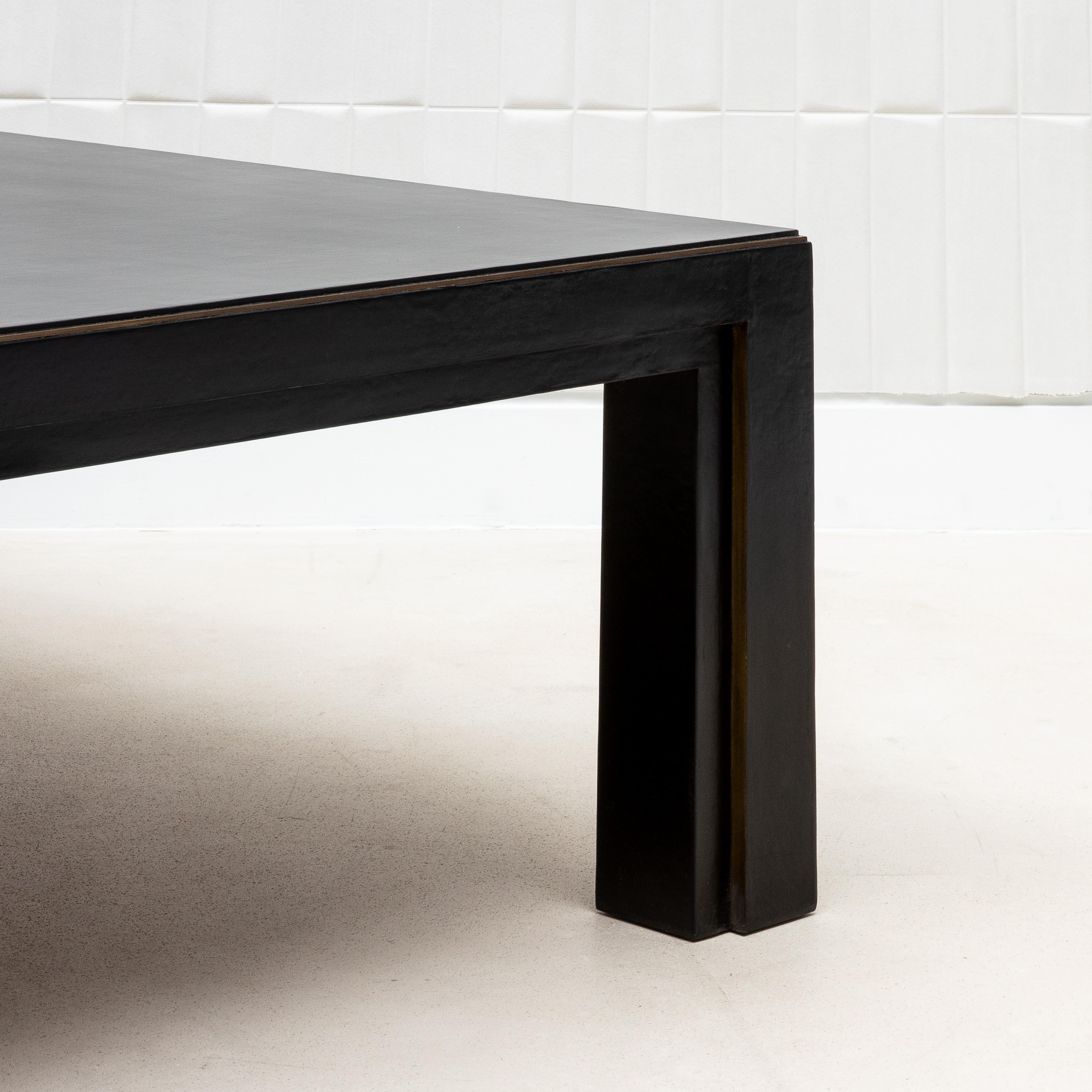 Coffee Table in Parchment with Bronze Patina Brass by R&Y Augousti 1