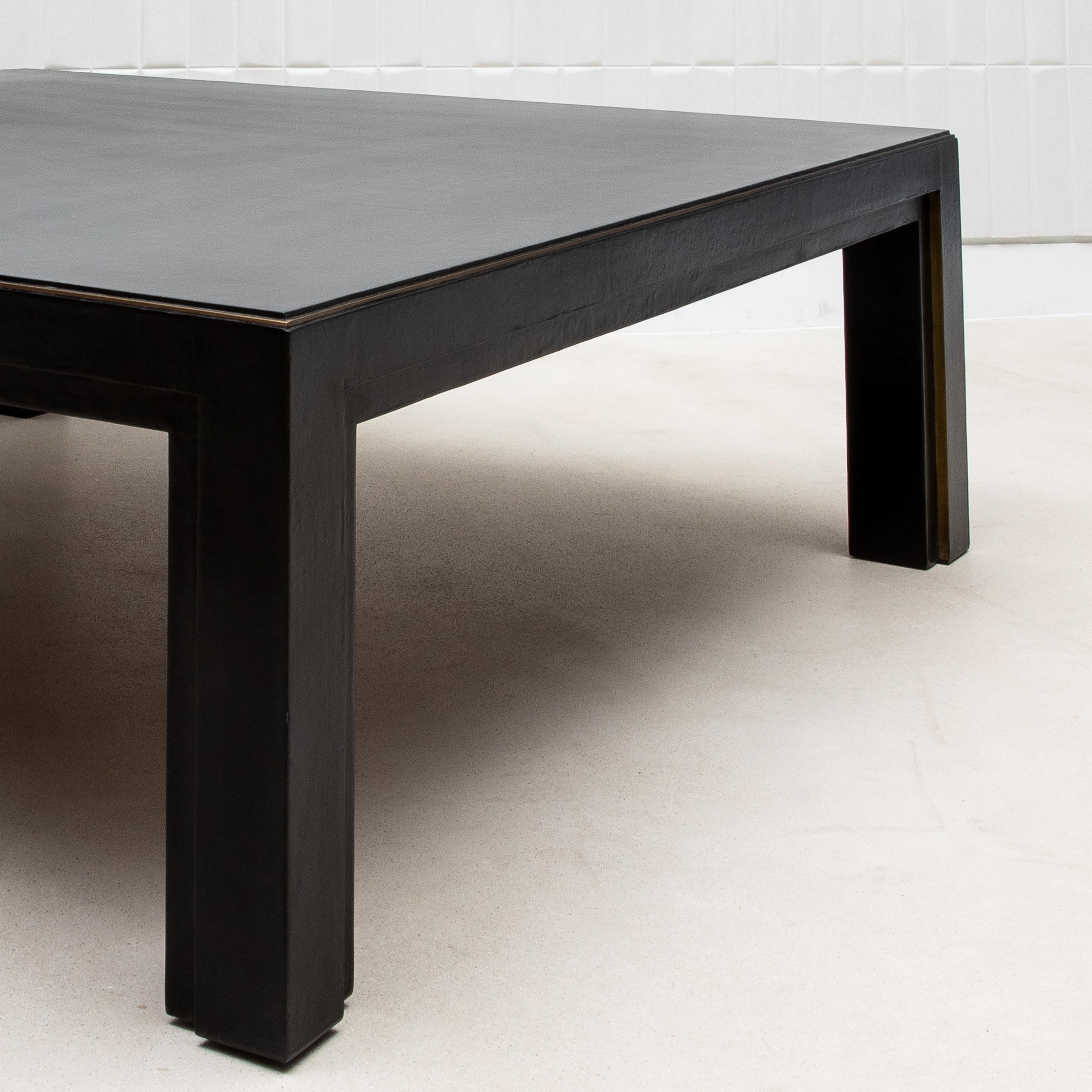 Coffee Table in Parchment with Bronze Patina Brass by R&Y Augousti 2