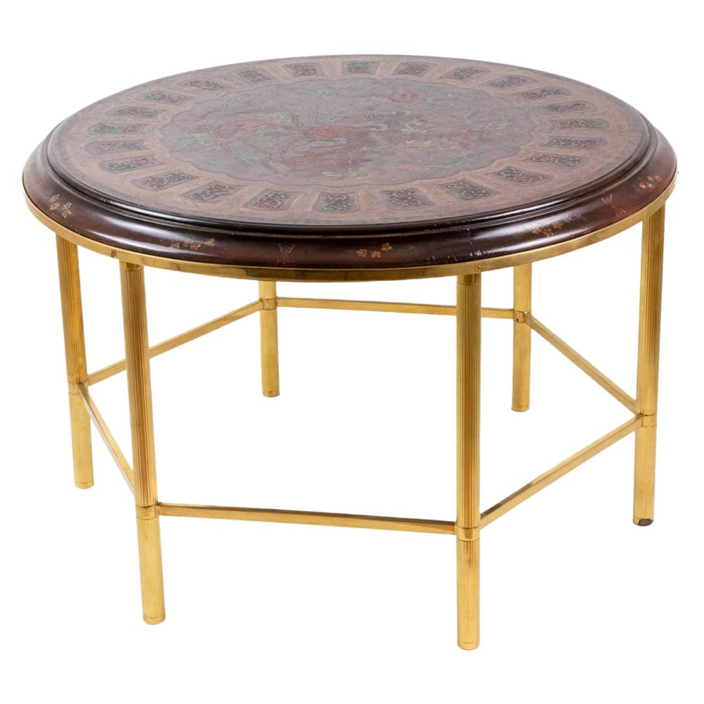 Coffee Table in Persian Style Lacquer and Gilt Bronze, 1950s For Sale