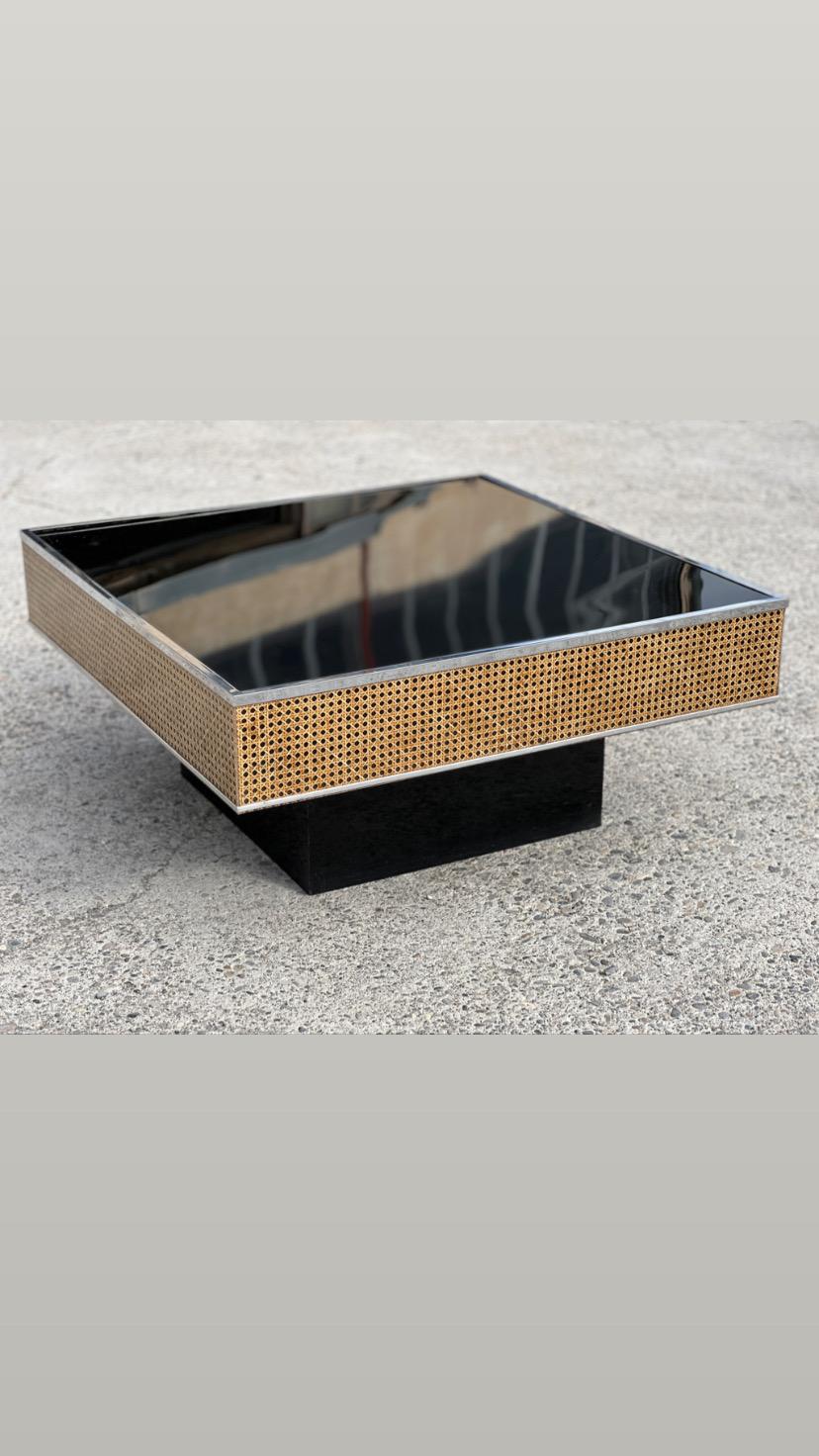  Coffee table in Plexiglas and inlaid wedging 1970 in the style of Willy Rizzo 3