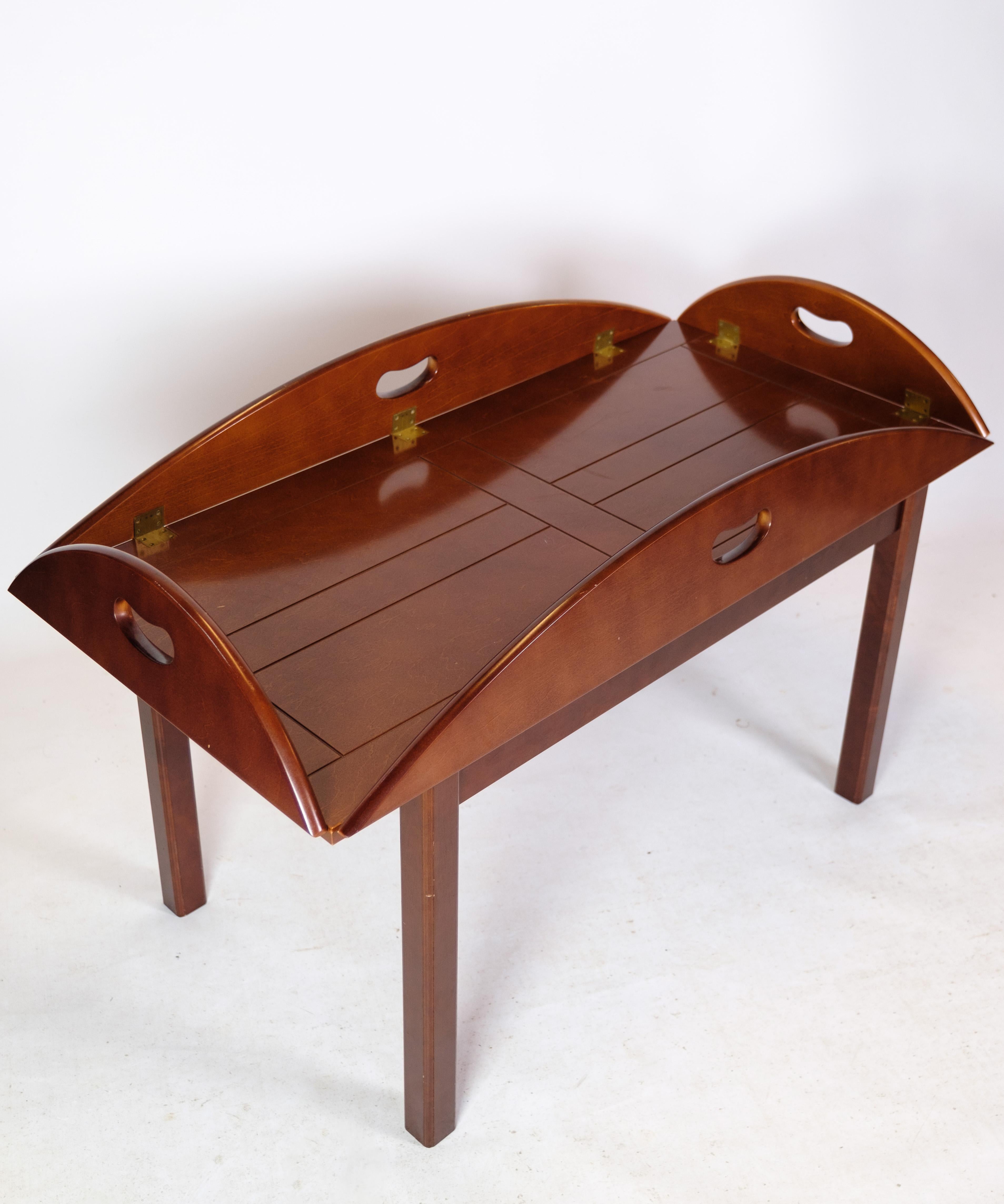 Danish Coffee Table In Polished Mahogany with Brass fittings from the 1940s For Sale