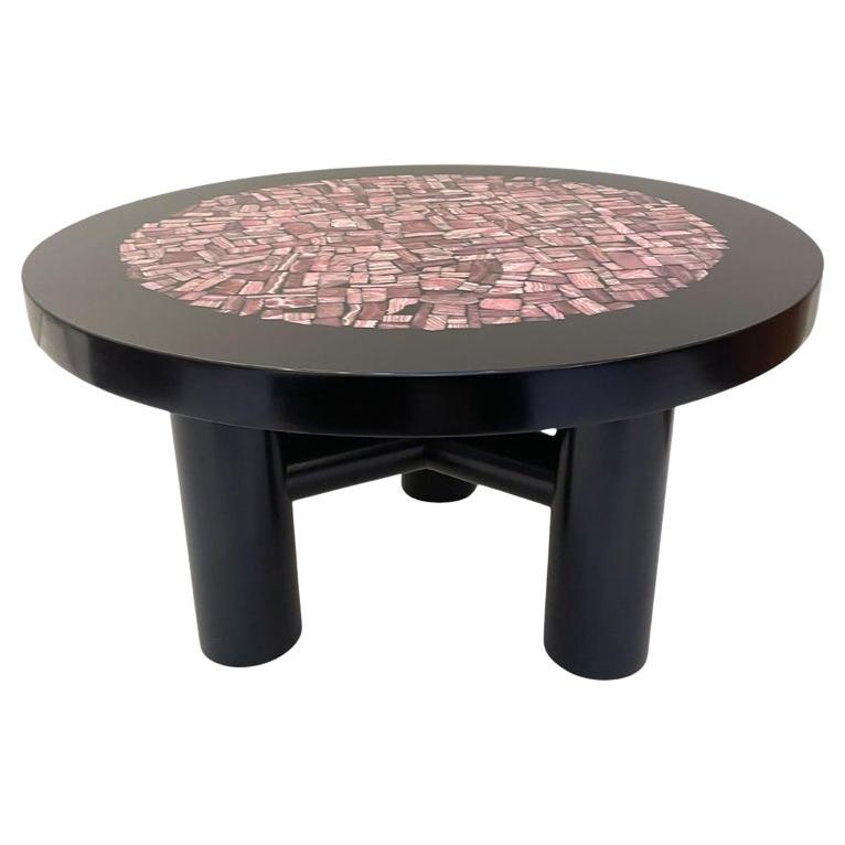 Coffee Table in Rhodochrosite and Resin Attributed to Etienne Allemeersch For Sale