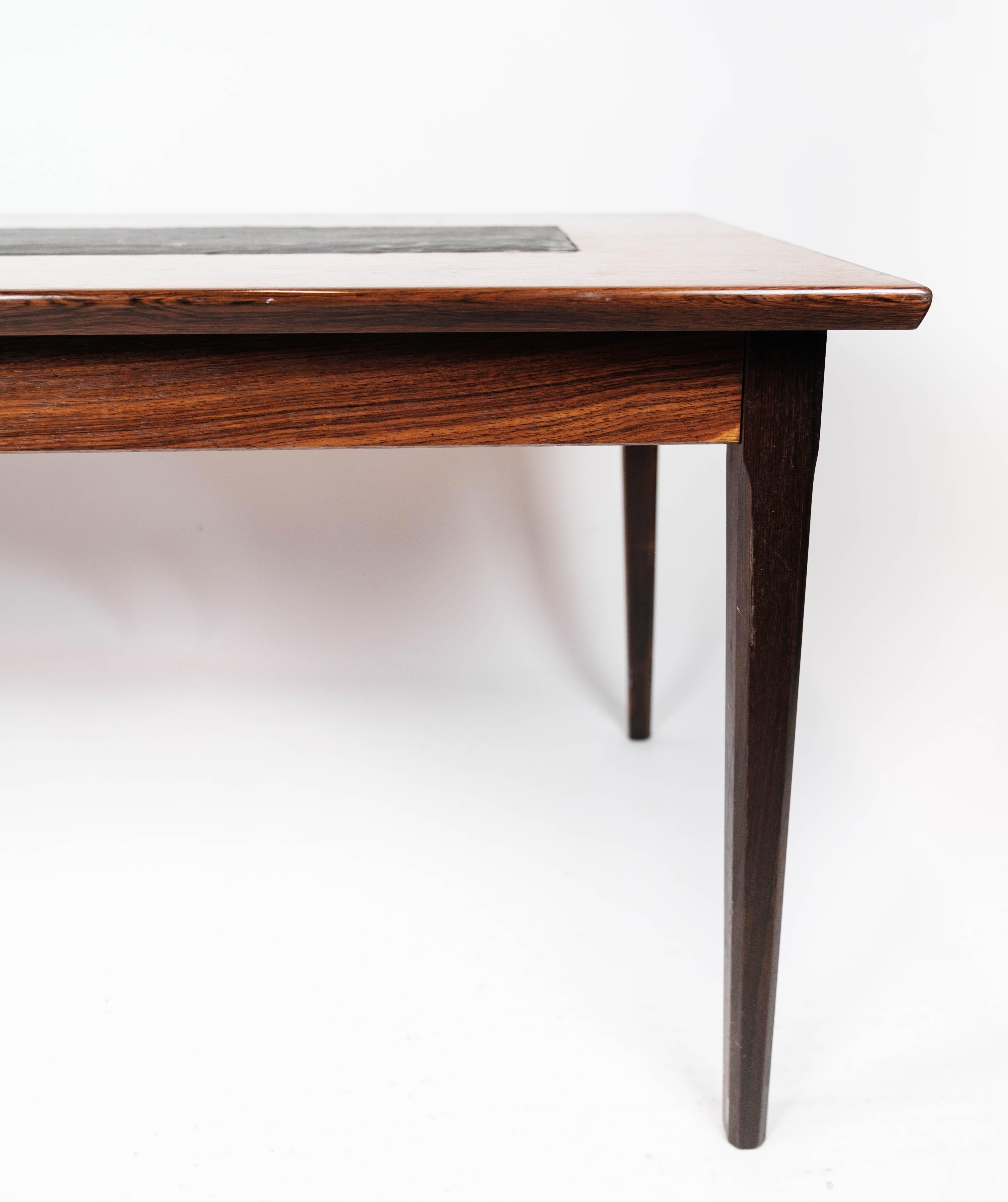Danish Coffee Table Made In Rosewood & Black Slate From 1960s For Sale