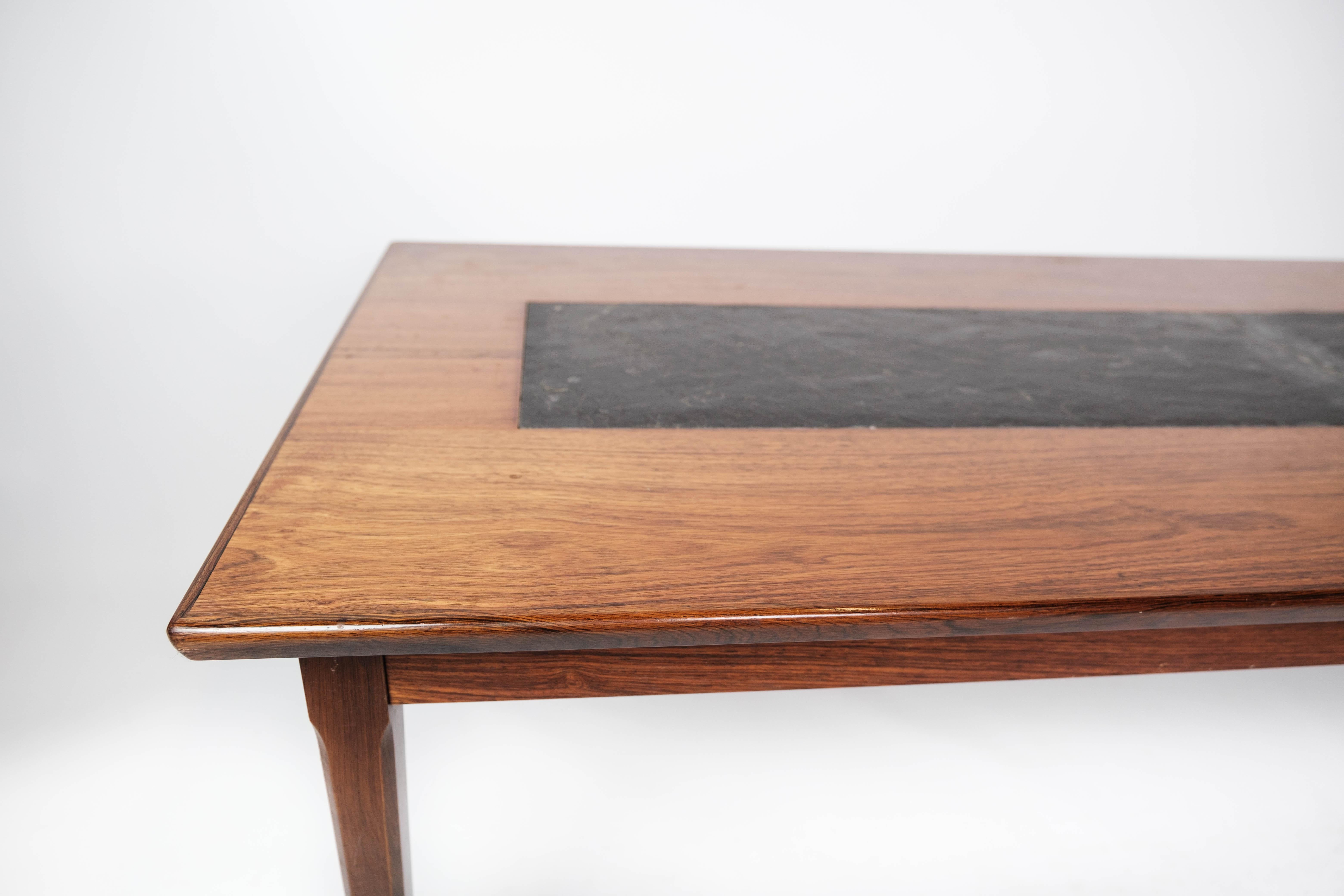 Coffee Table Made In Rosewood & Black Slate From 1960s For Sale 1