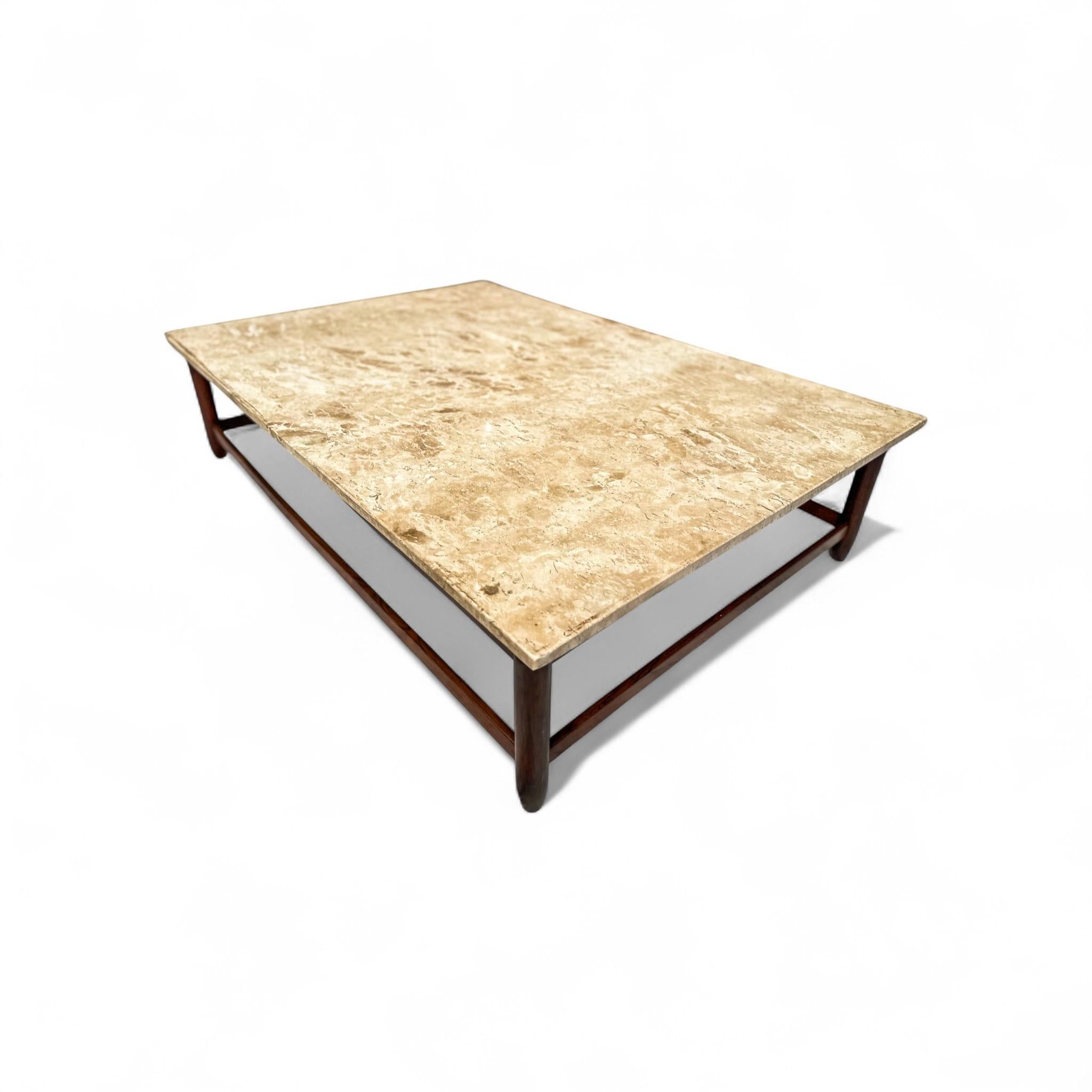 Coffee Table in Rosewood & Marble, Jorge Jabour, 1960s - Lot 645 For Sale 2