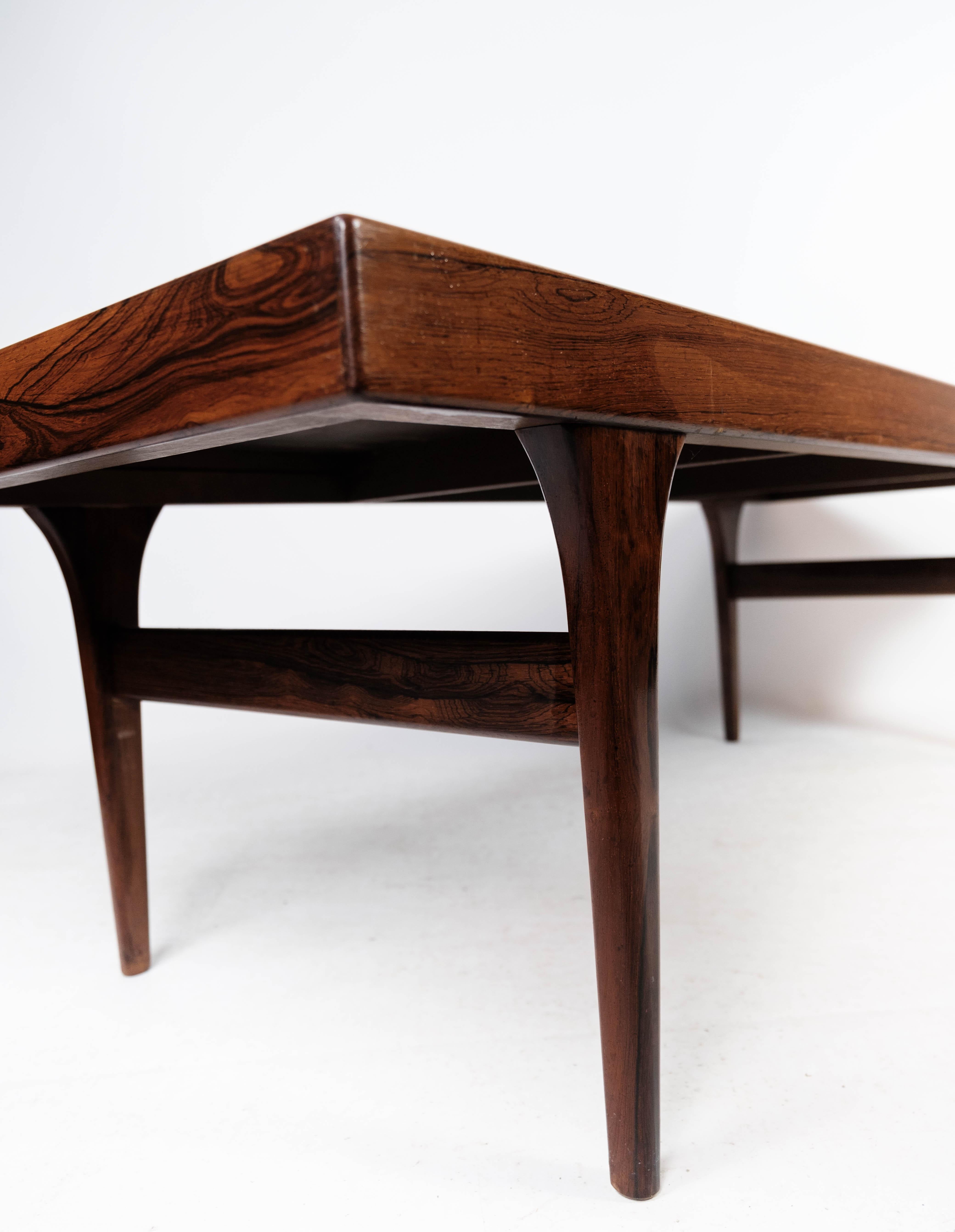 Coffee Table in Rosewood with Blue Tiles Designed by Johannes Andersen, 1960s 3