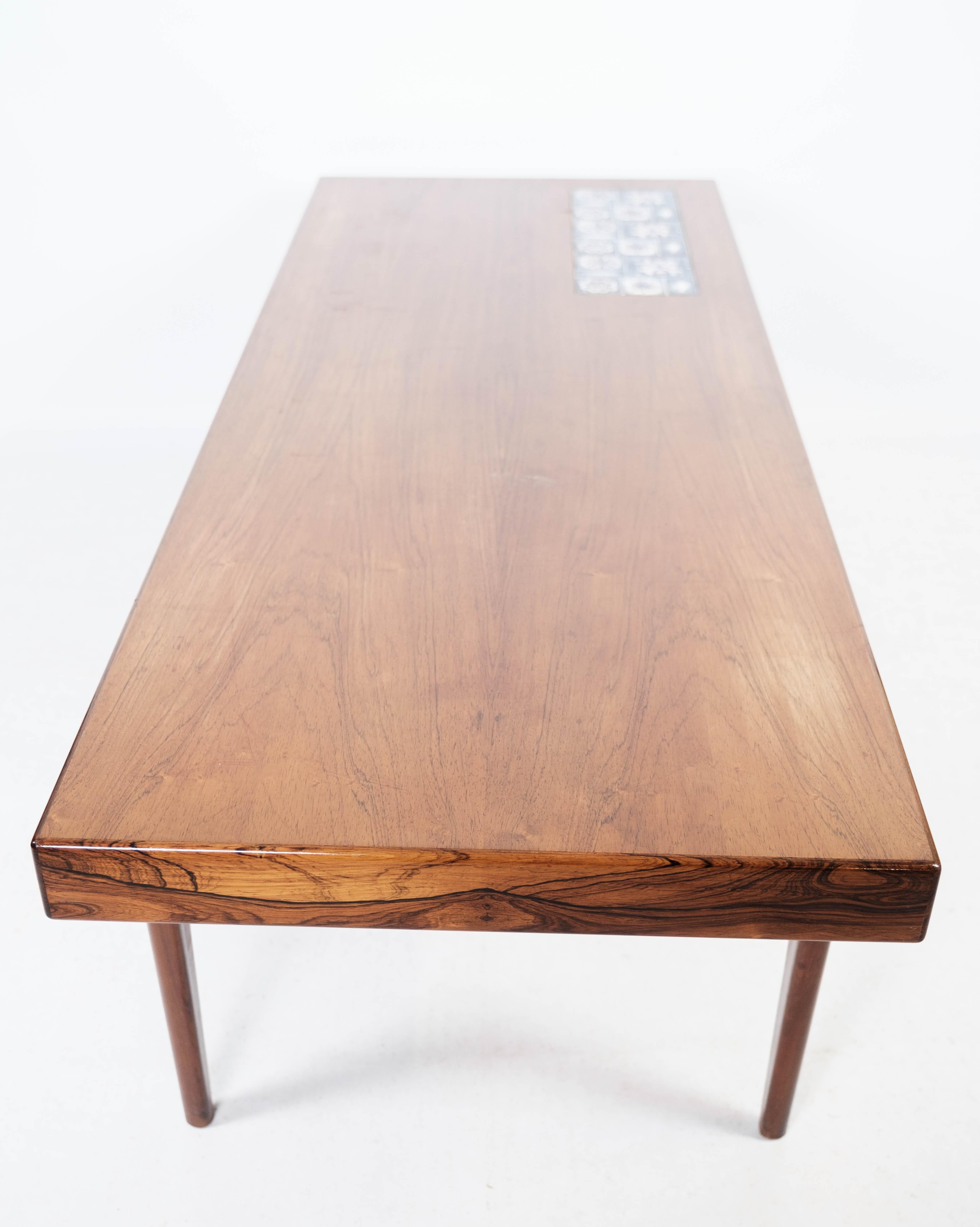 Coffee Table Made In Rosewood With Blue Tiles By Johannes Andersen From 1960s For Sale 7
