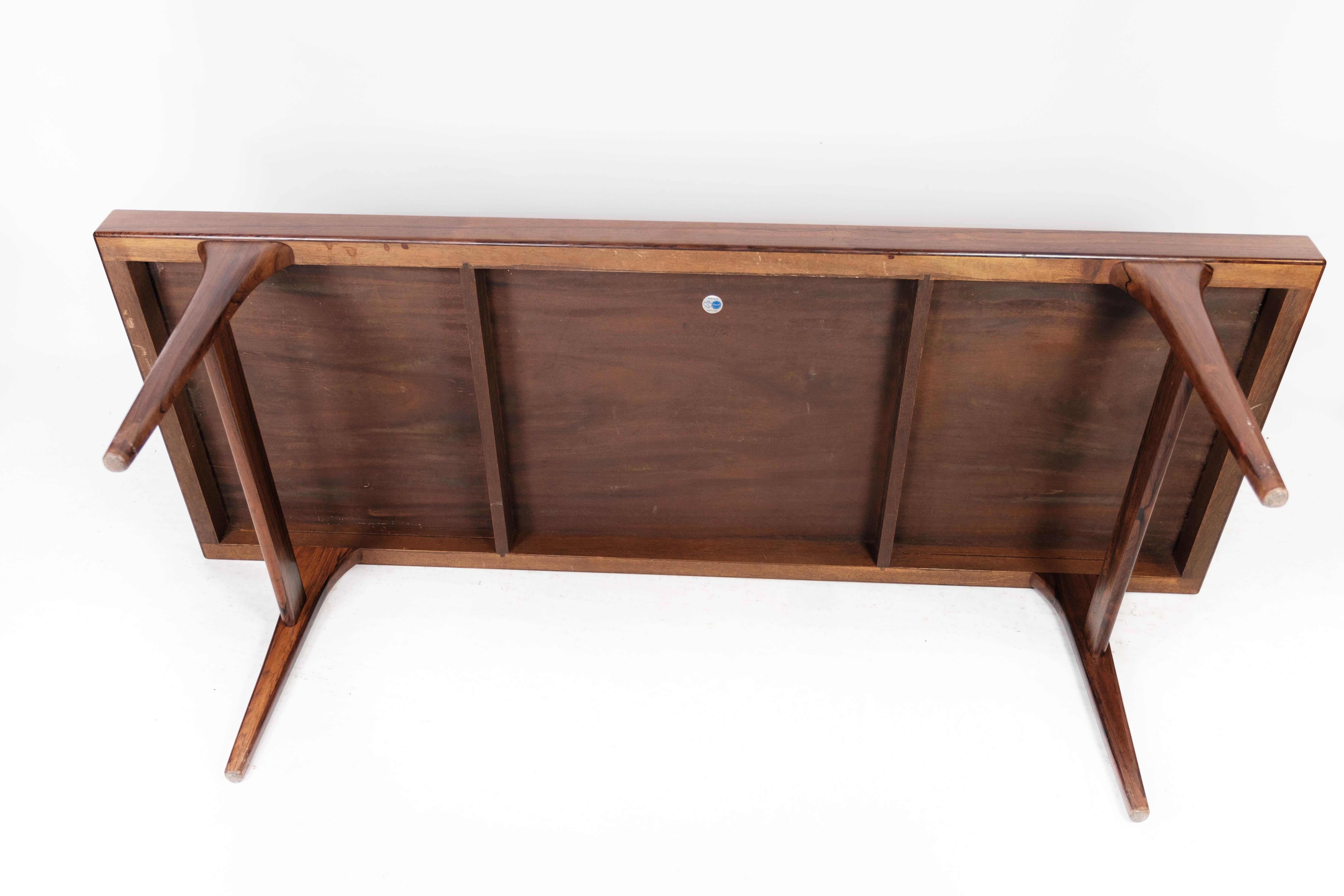 Coffee Table Made In Rosewood With Blue Tiles By Johannes Andersen From 1960s For Sale 9