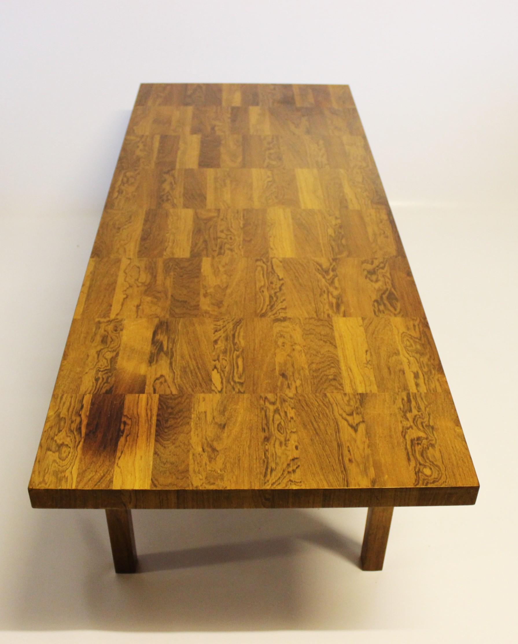 Coffee Table Made In Rosewood With Checkered Pattern, Danish Design From 1960s In Good Condition For Sale In Lejre, DK