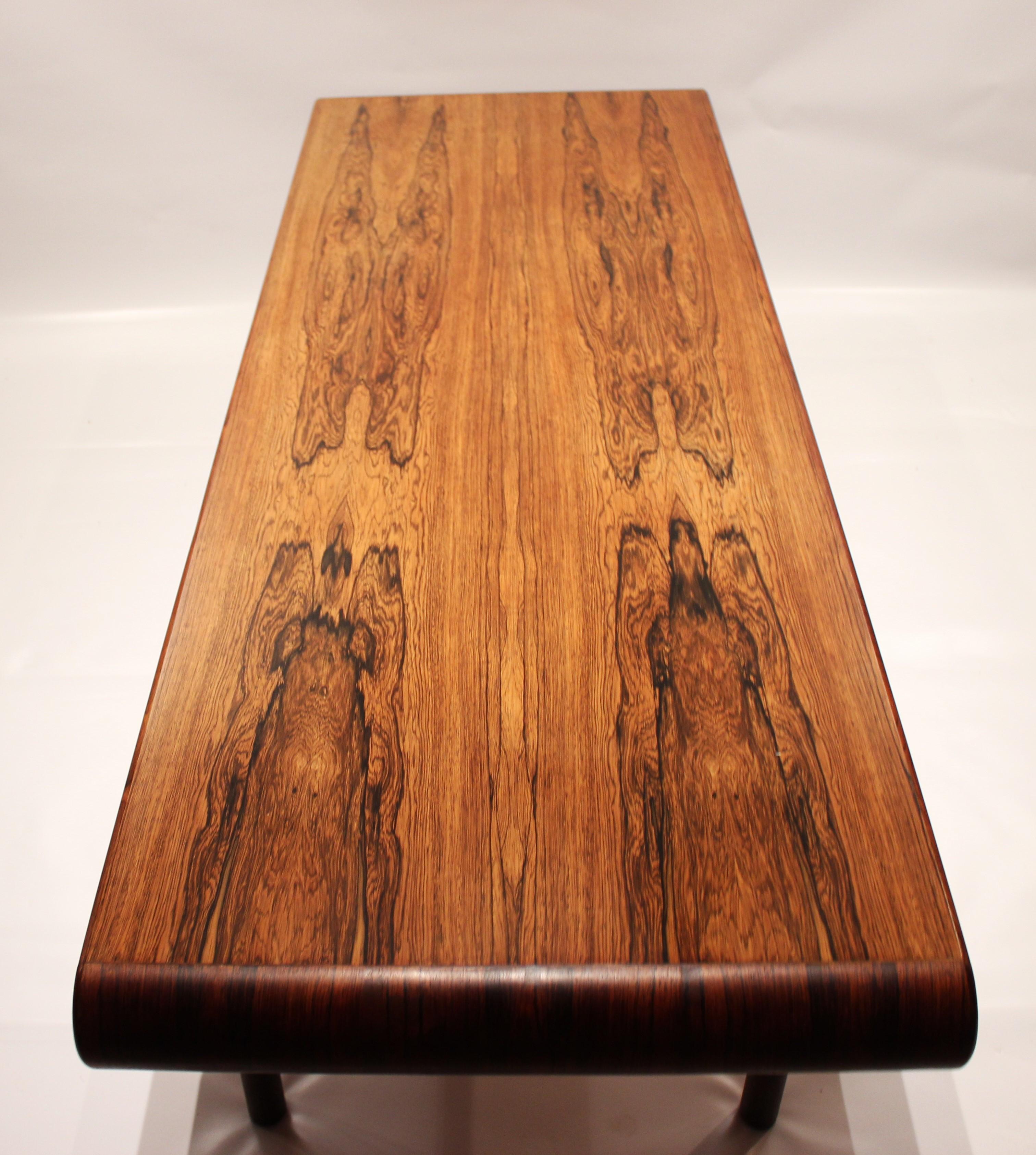 Coffee Table in Rosewood with Curved Edges of Danish Design from the 1960s 1