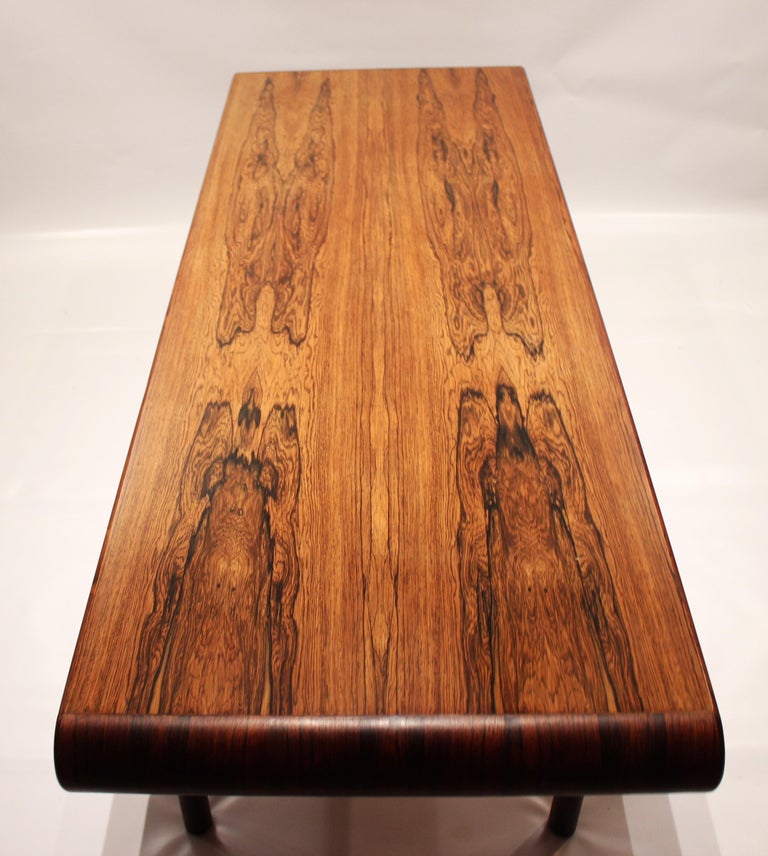 Coffee Table in Rosewood with Curved Edges of Danish Design from the