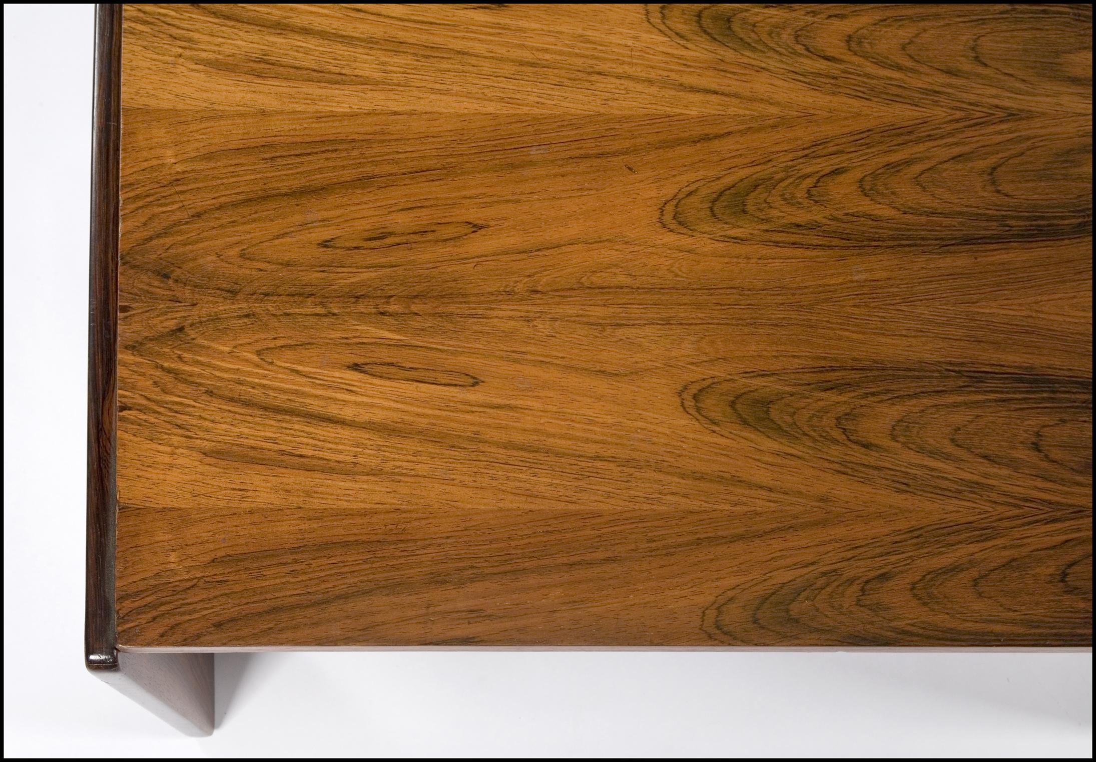 Late 20th Century Coffee Table in Rosewood with Exposed Hardware, 1970s