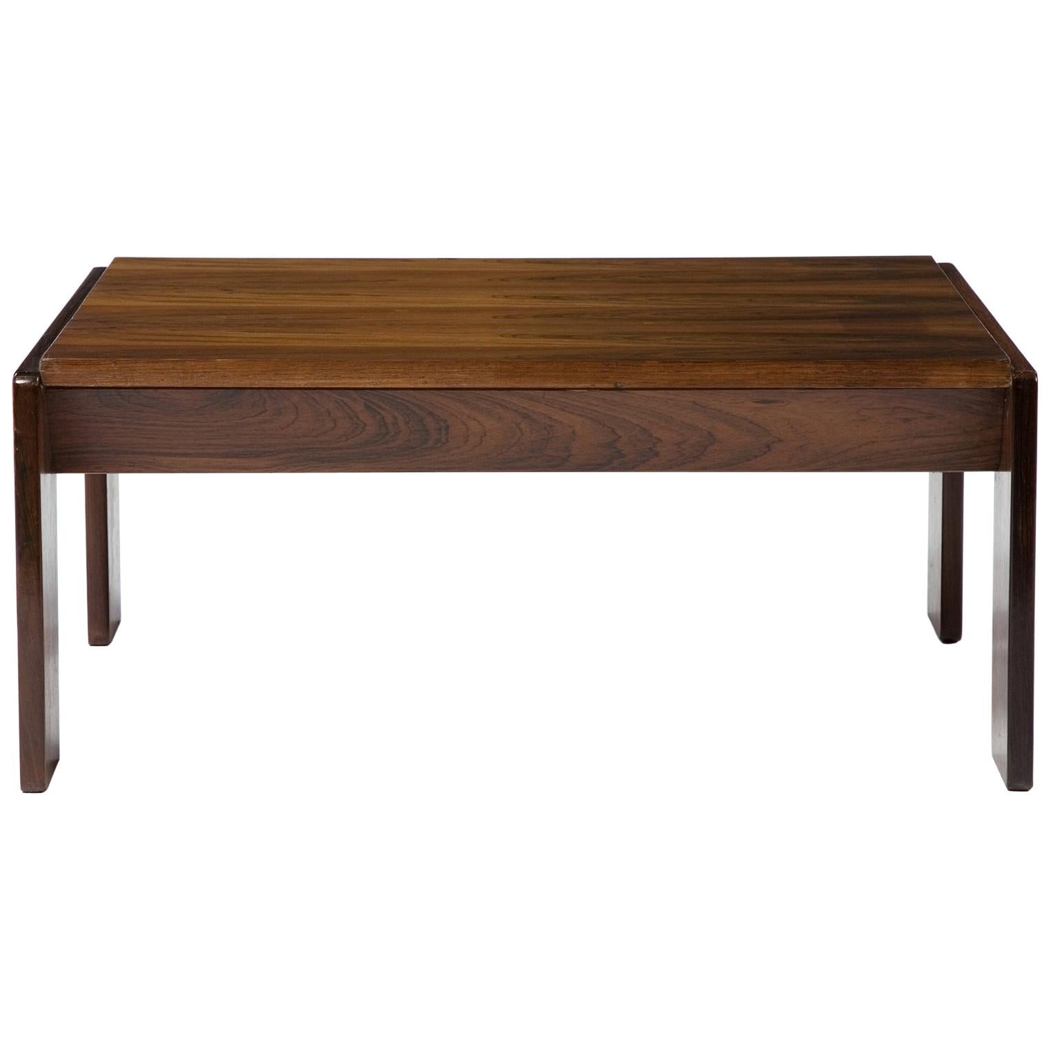 Coffee Table in Rosewood with Exposed Hardware, 1970s