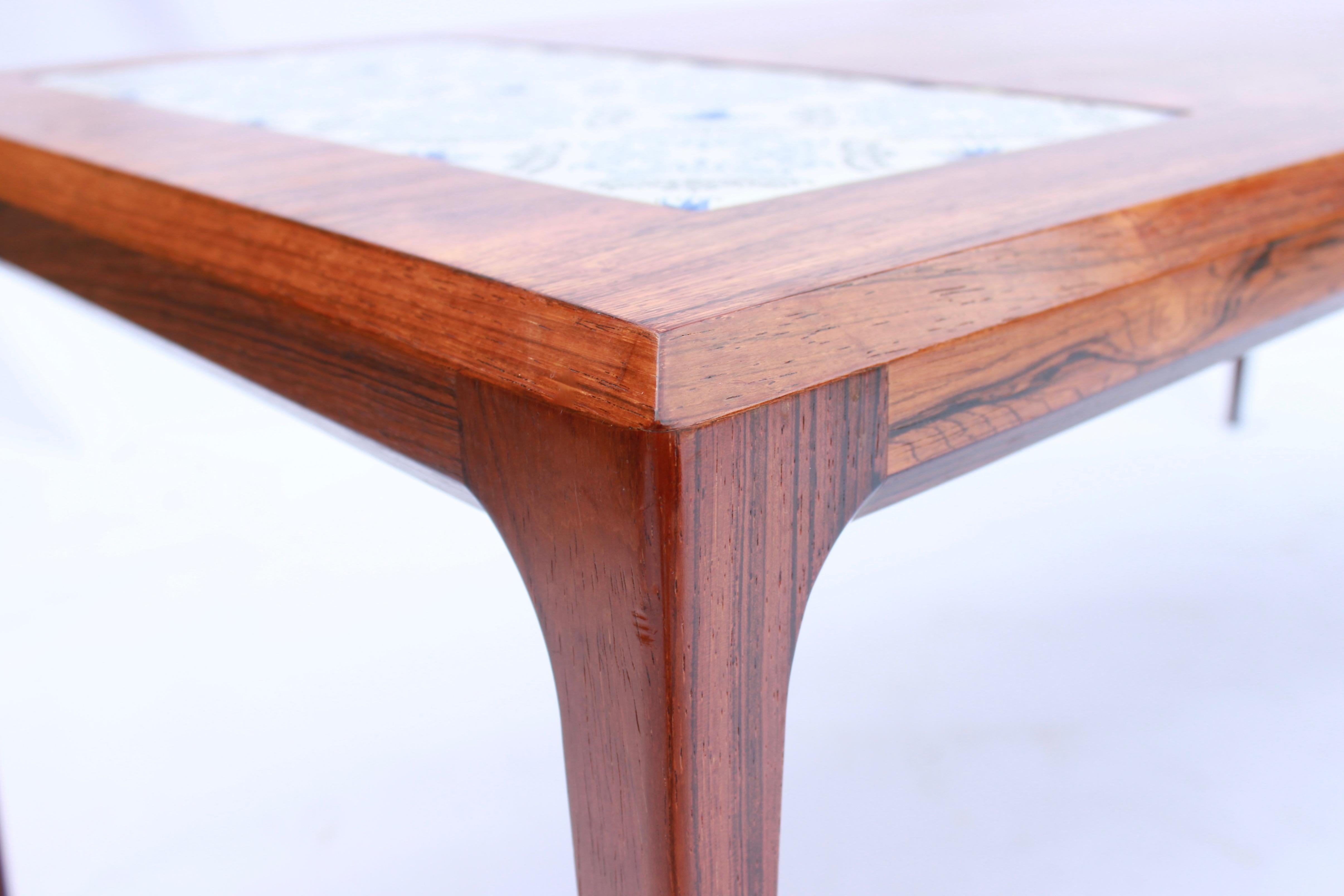 Coffee Table in Rosewood with Royal Copenhagen Tiles by Johannes Andersen, 1960s 4