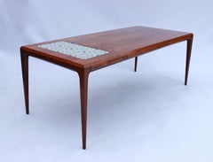 Coffee Table in Rosewood with Royal Copenhagen Tiles by Johannes Andersen, 1960s