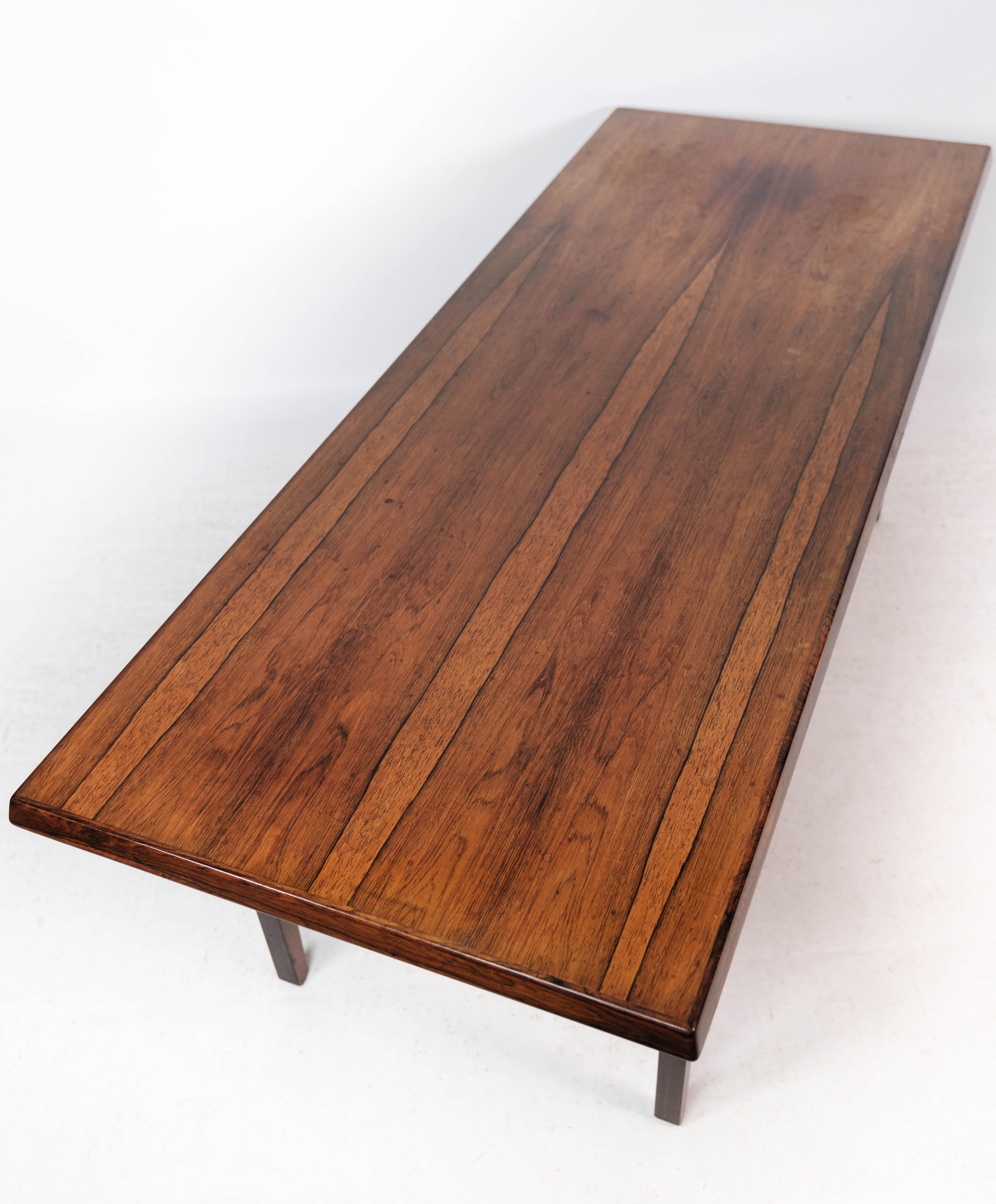 Coffee Table Made In Rosewood With Shelf From 1960s For Sale 4