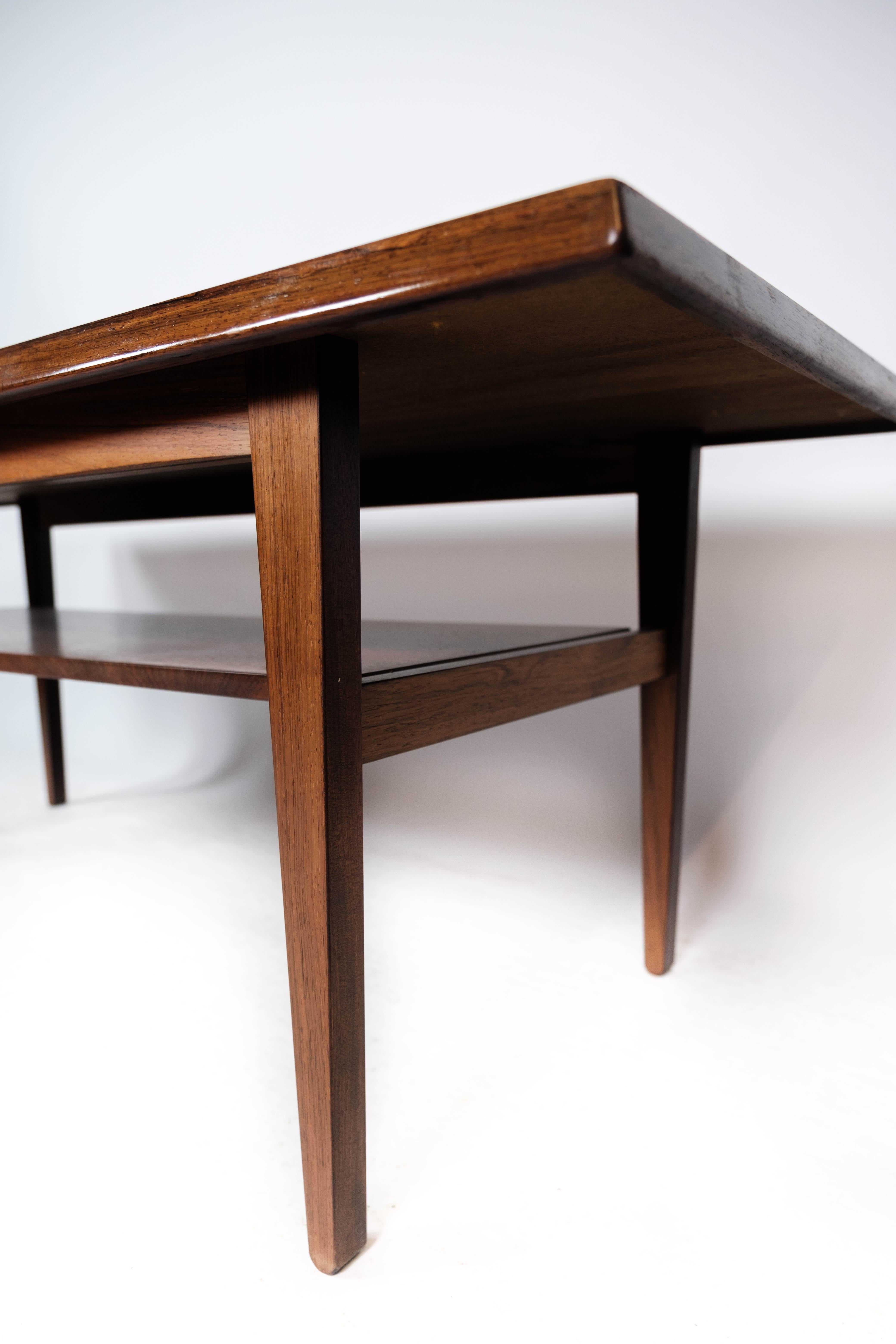 Danish Coffee Table Made In Rosewood With Shelf From 1960s For Sale