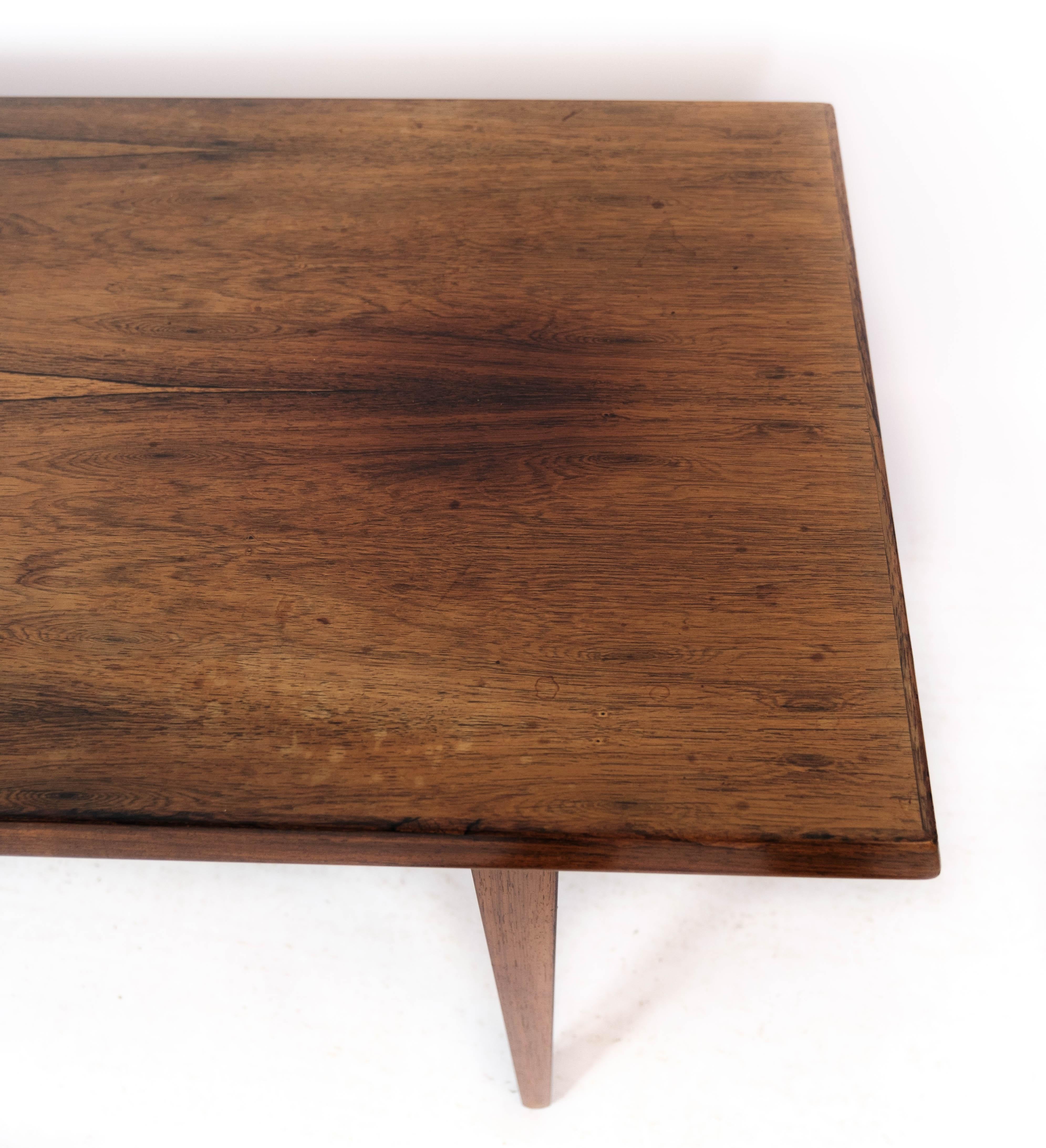 Coffee Table Made In Rosewood With Shelf From 1960s In Good Condition For Sale In Lejre, DK