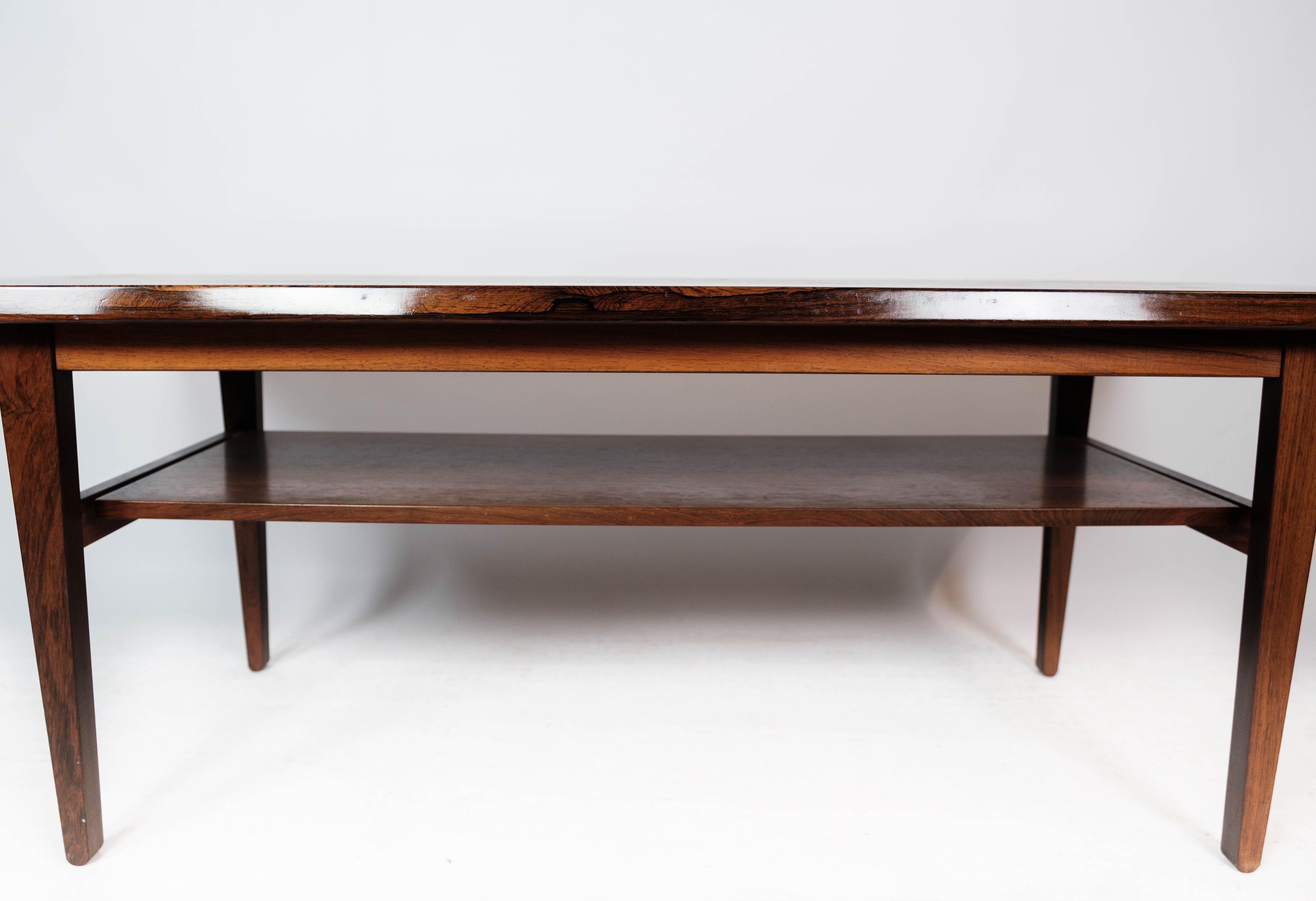 Coffee Table Made In Rosewood With Shelf From 1960s For Sale 1